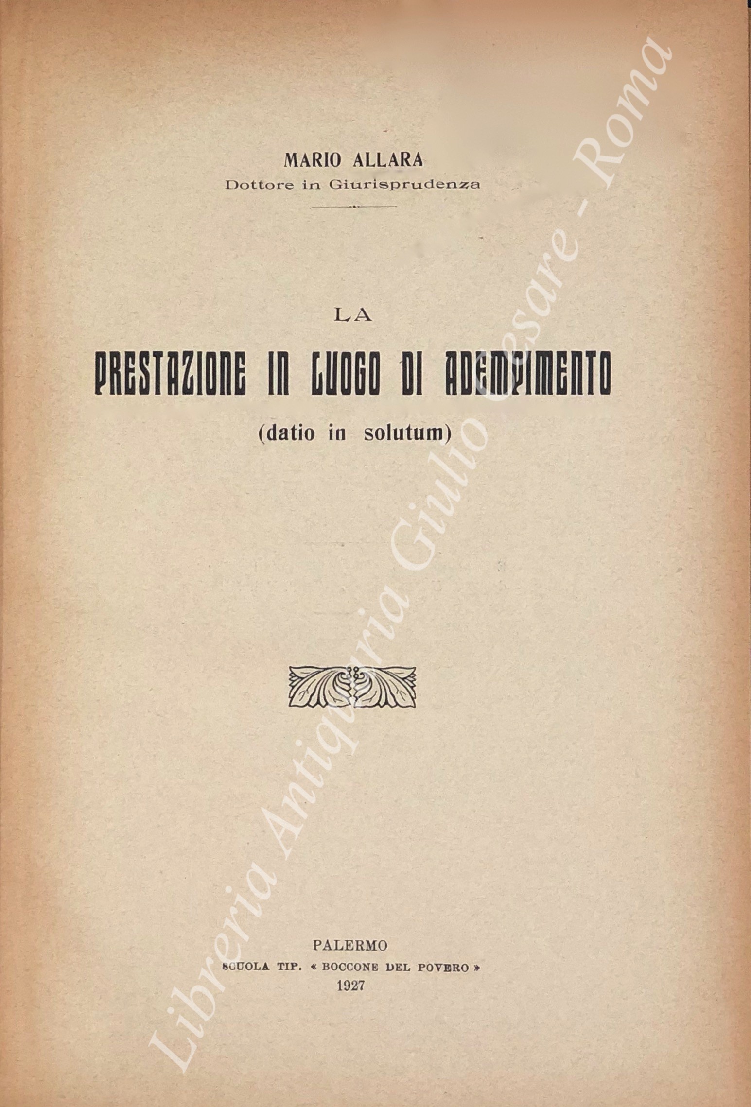 La prestazione in luogo di adempimento