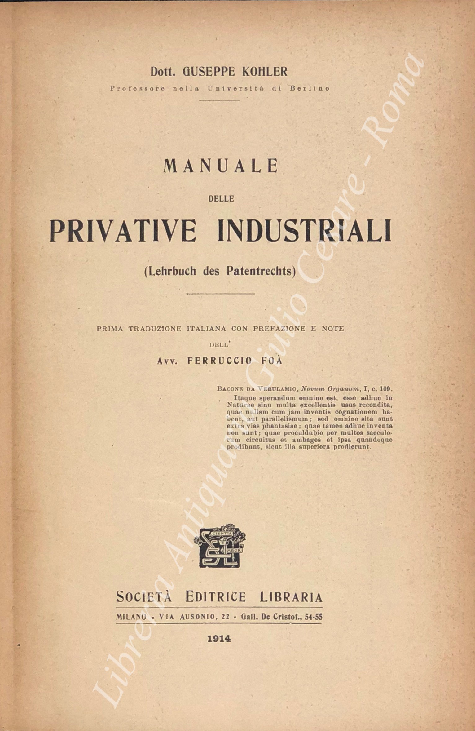 Manuale delle privative industriali