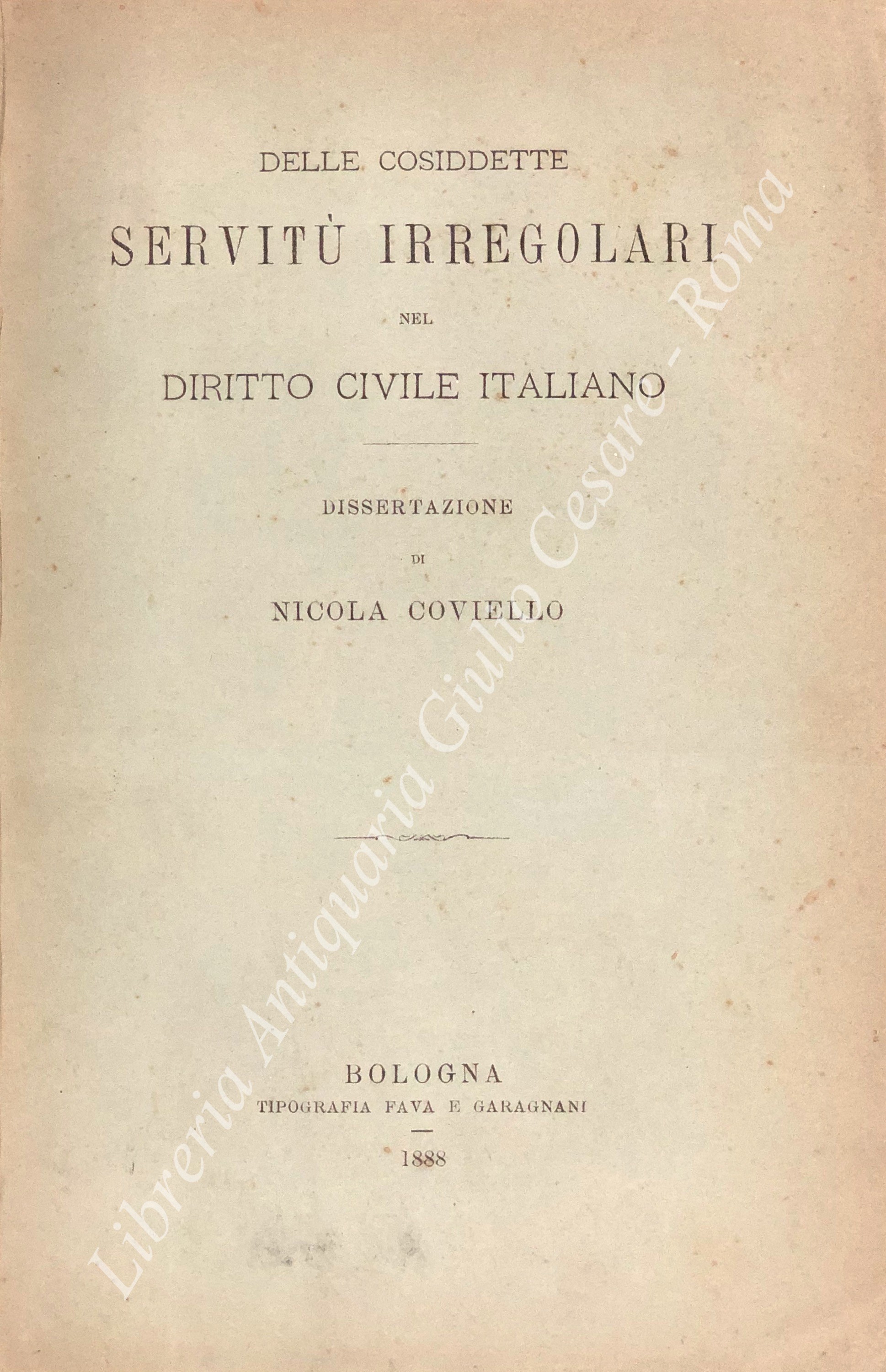 Delle cosiddette servitù irregolari