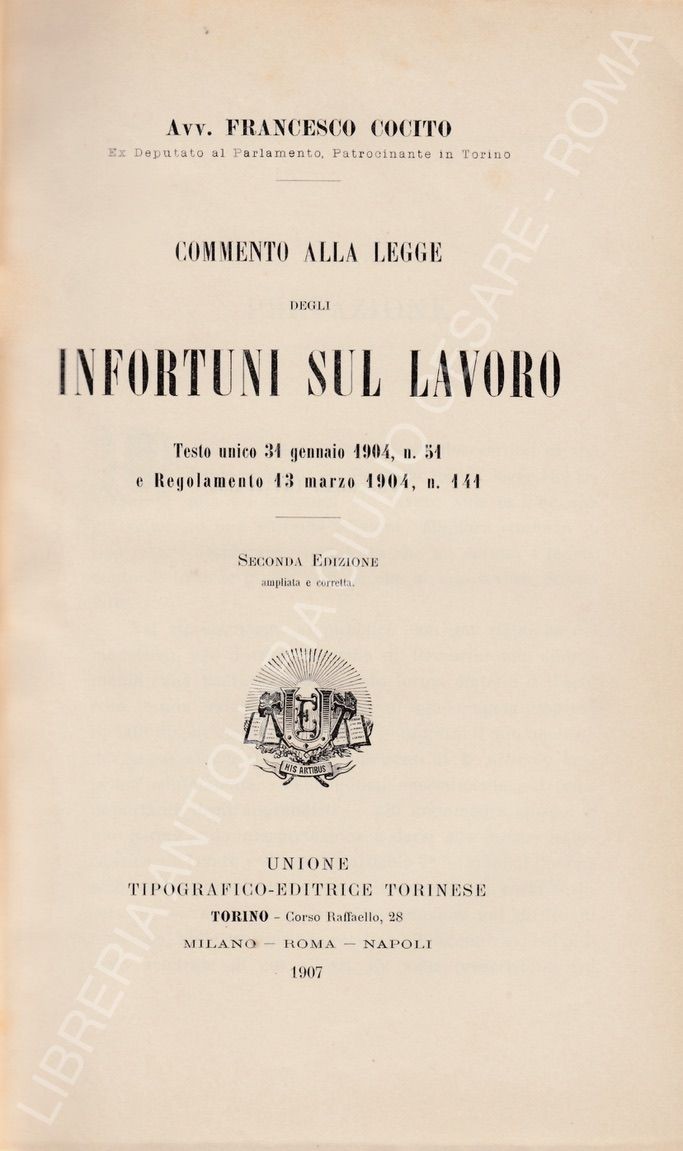 Commento alla legge degli infortuni sul lavoro