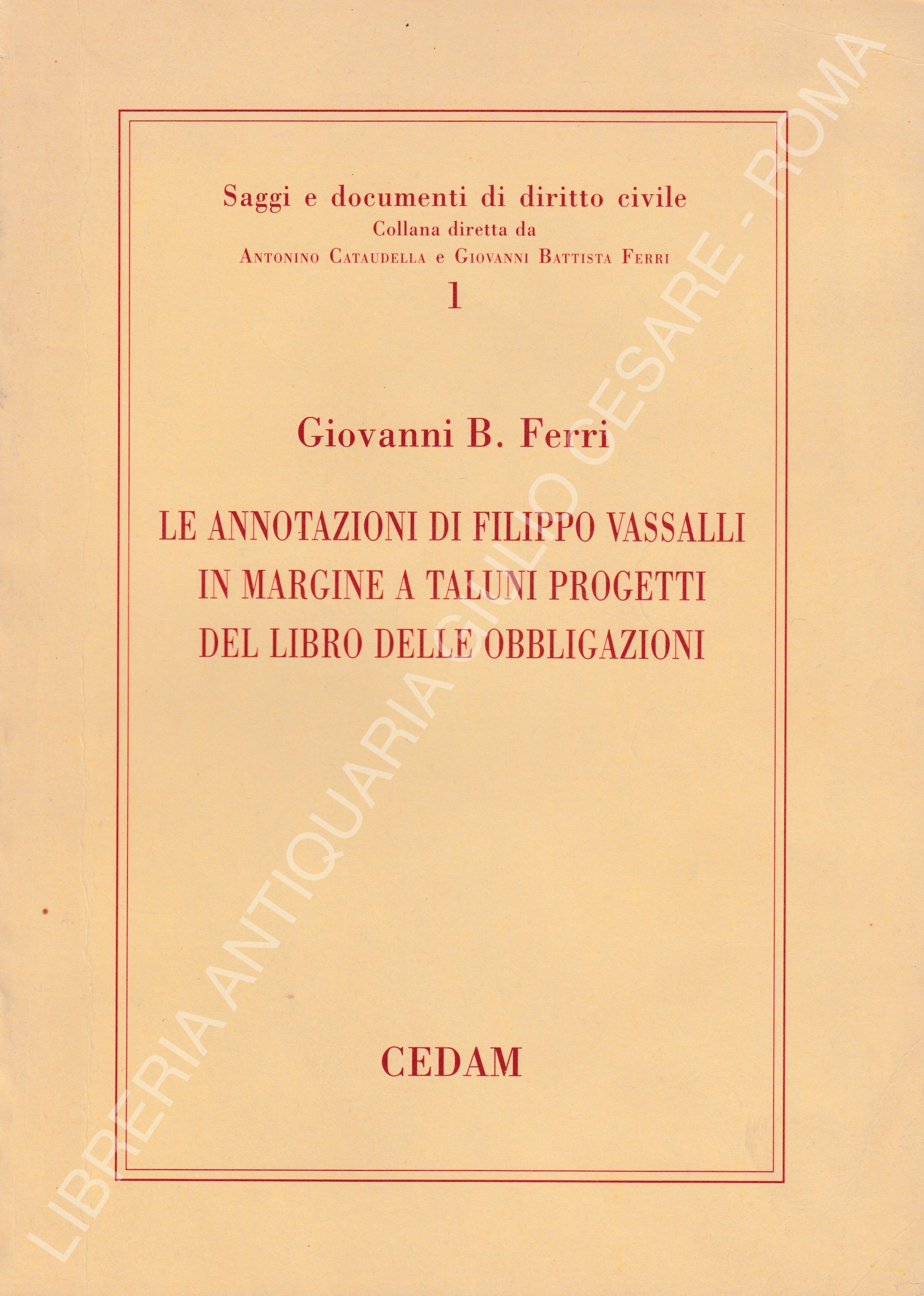 Le annotazioni di Filippo Vassalli