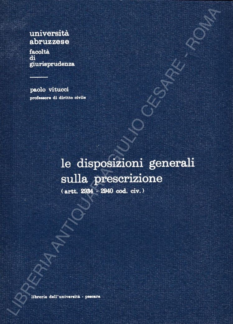 Le disposizioni generali sulla prescrizione