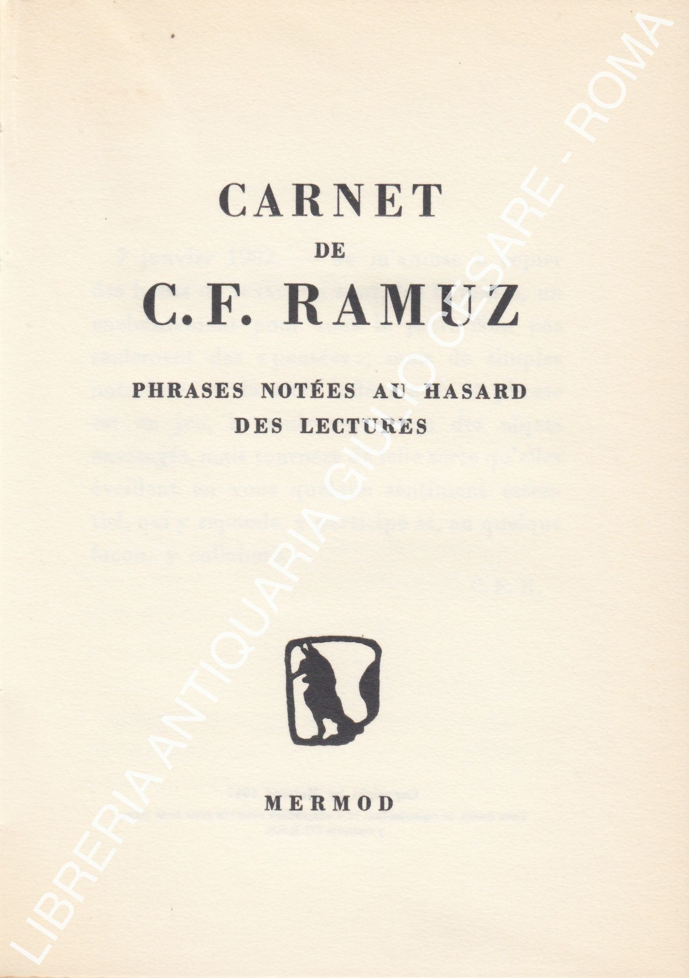Carnet de C.F. Ramuz