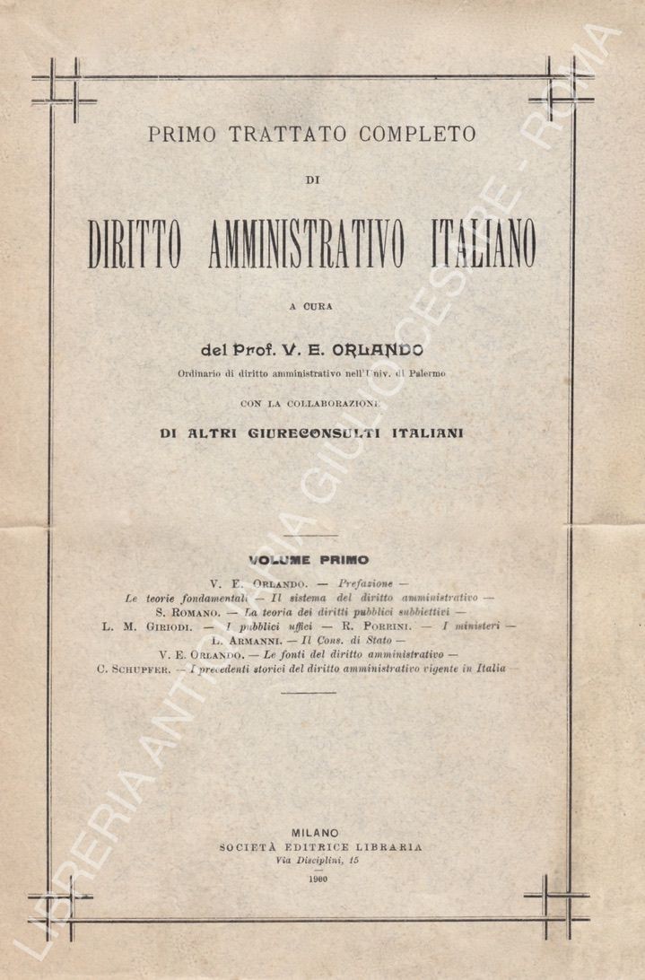 Primo trattato completo di diritto amministrativo italiano. Vol. I