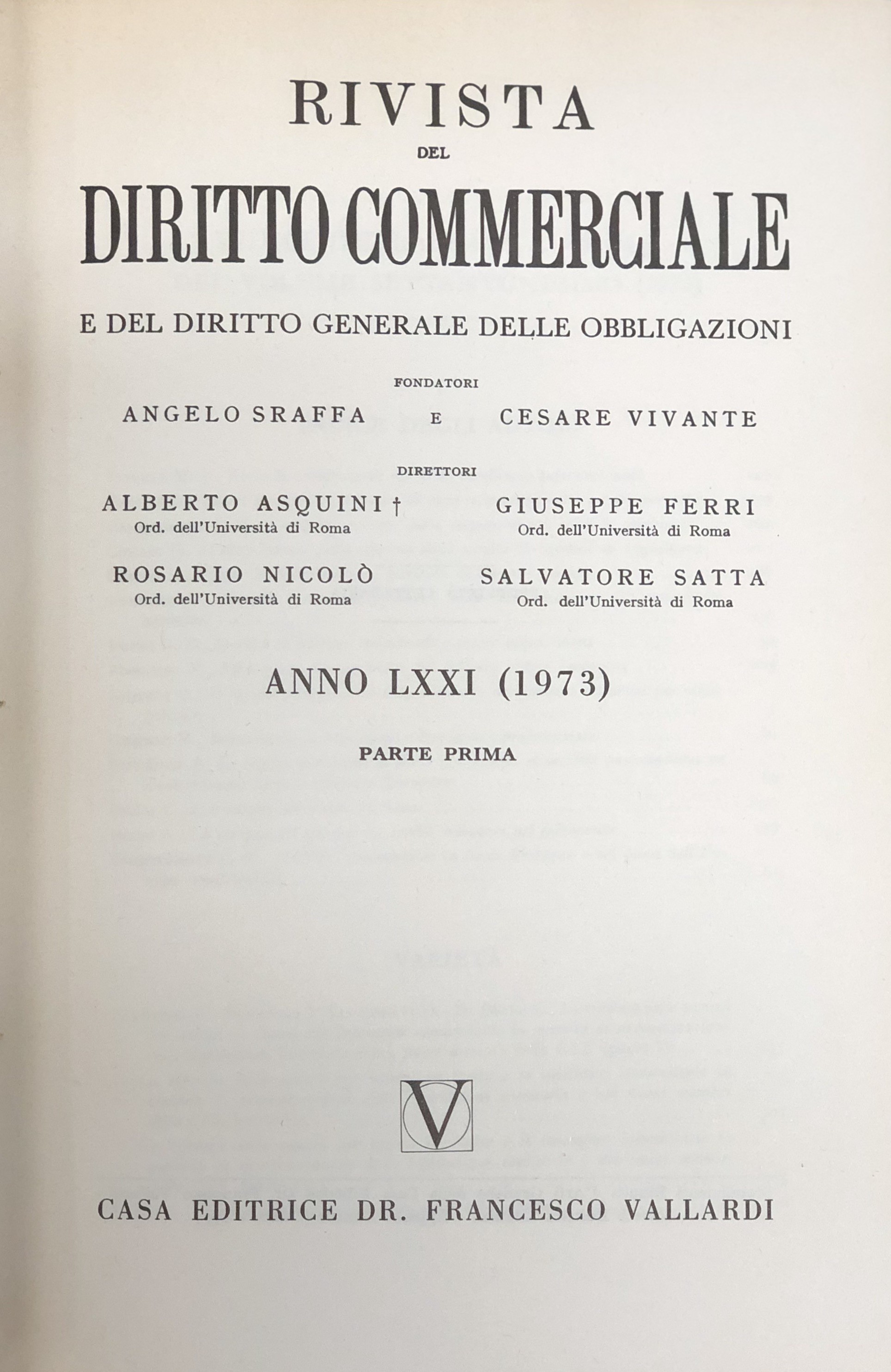 Rivista del Diritto Commerciale e del diritto generale delle obbligazioni