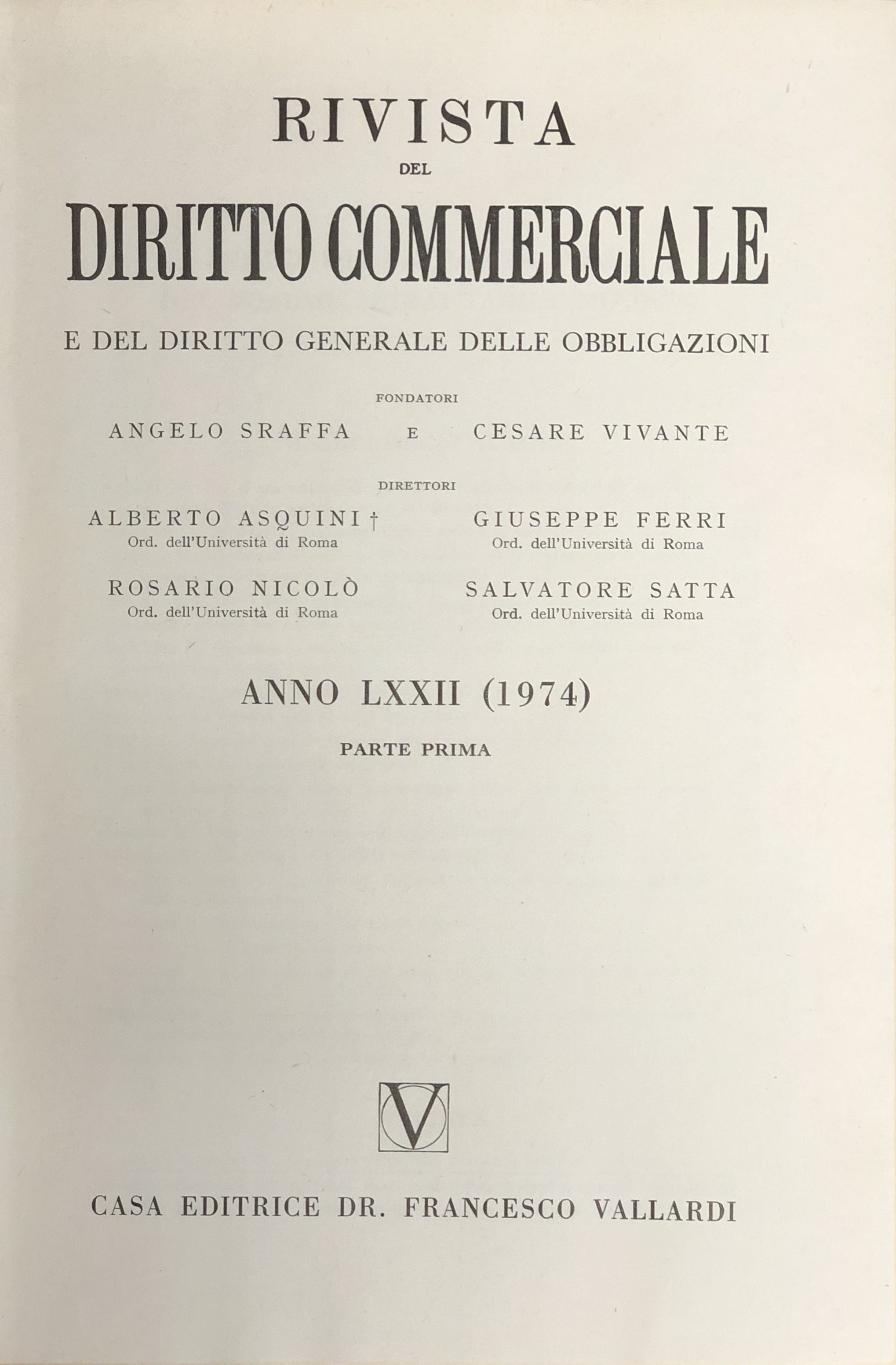 Rivista del Diritto Commerciale e del diritto generale delle obbligazioni