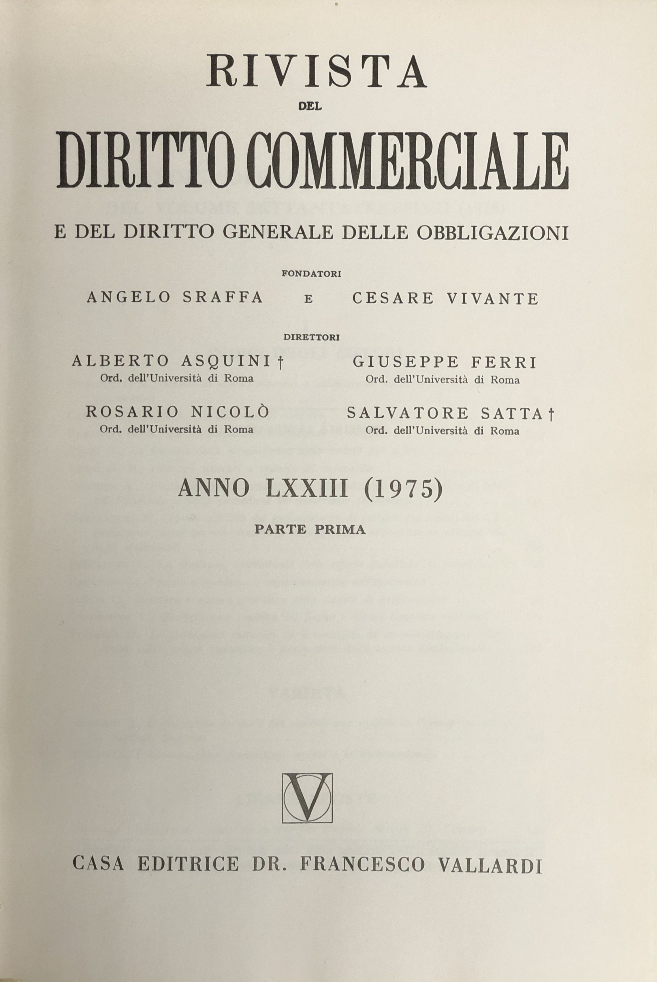 Rivista del Diritto Commerciale e del diritto generale delle obbligazioni