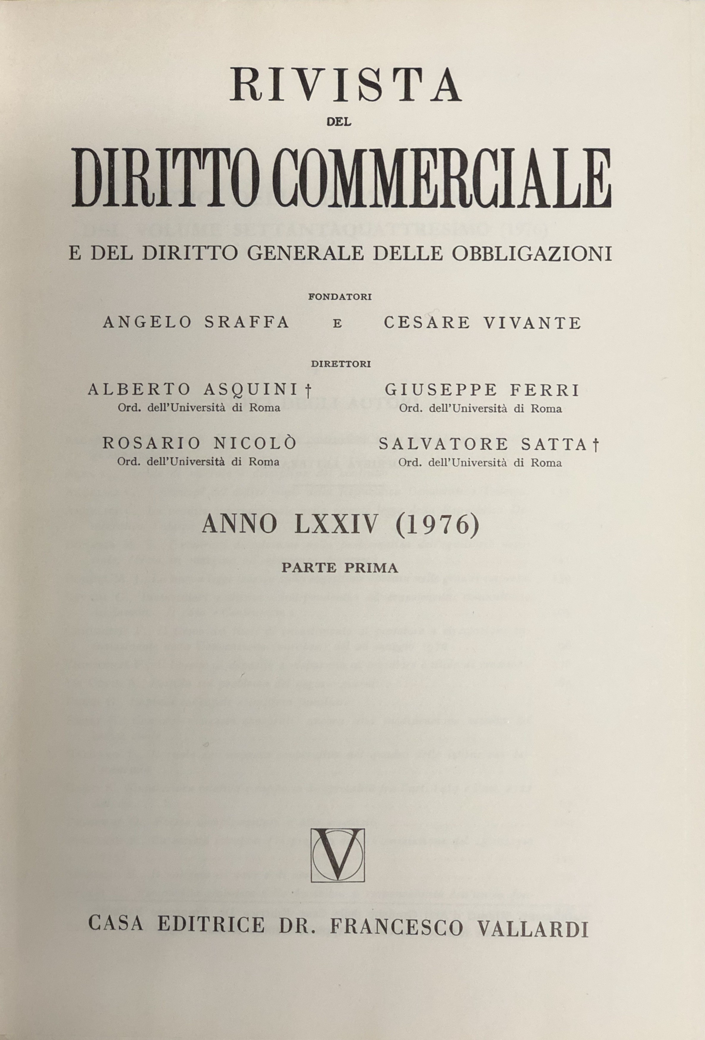 Rivista del Diritto Commerciale e del diritto generale delle obbligazioni