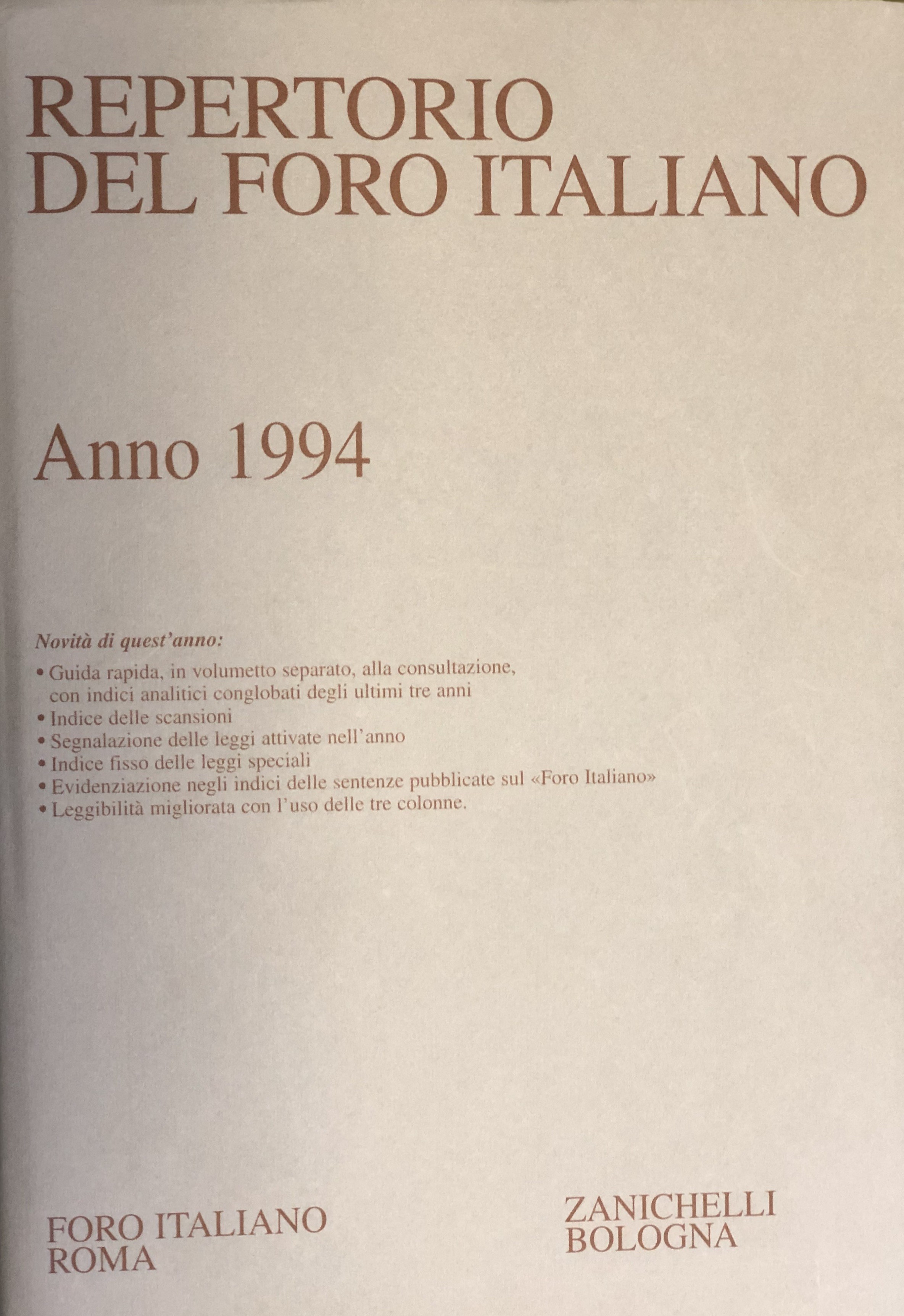 Repertorio Generale Annuale del Foro Italiano. Annata 1994