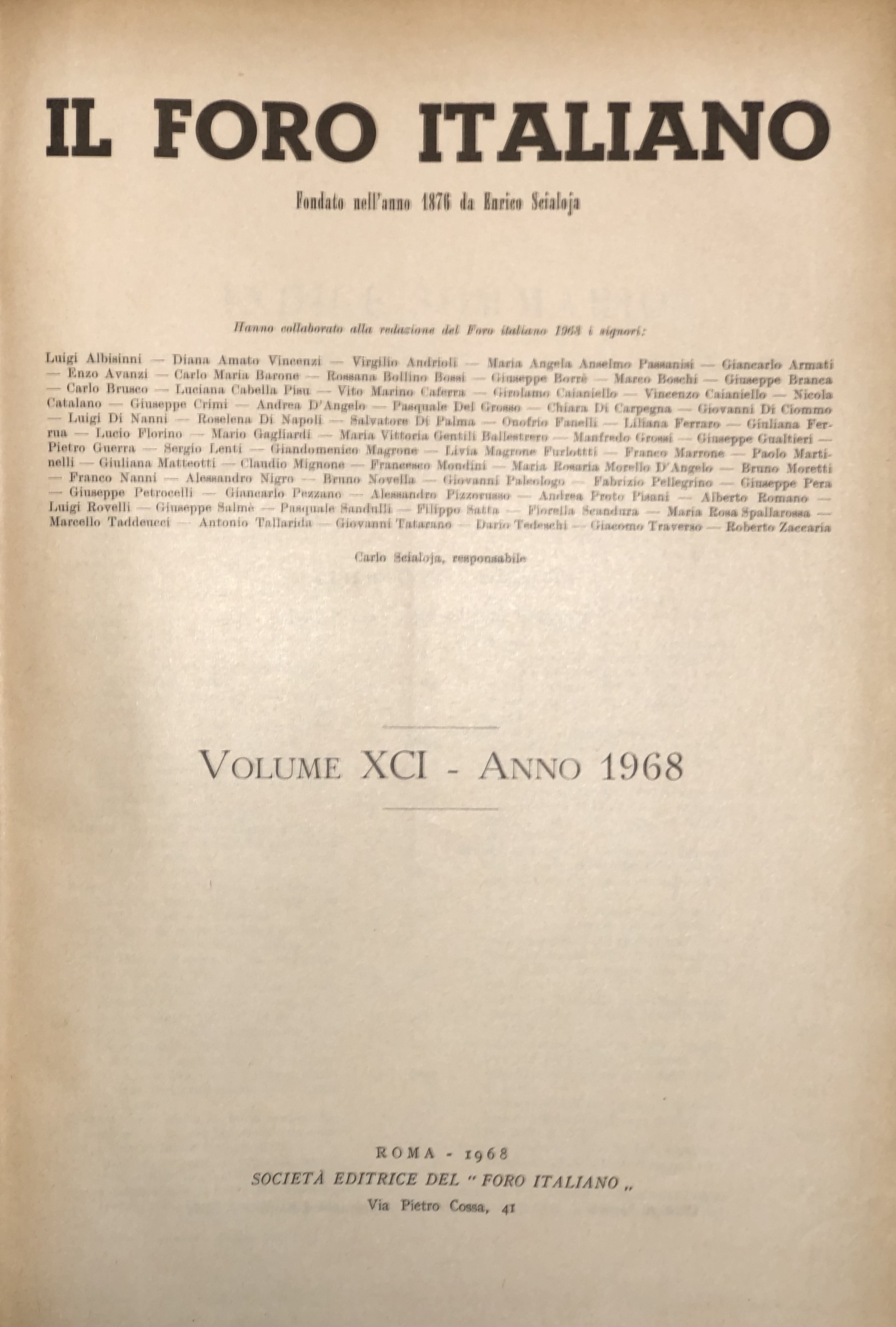 Il Foro Italiano. Annata 1968