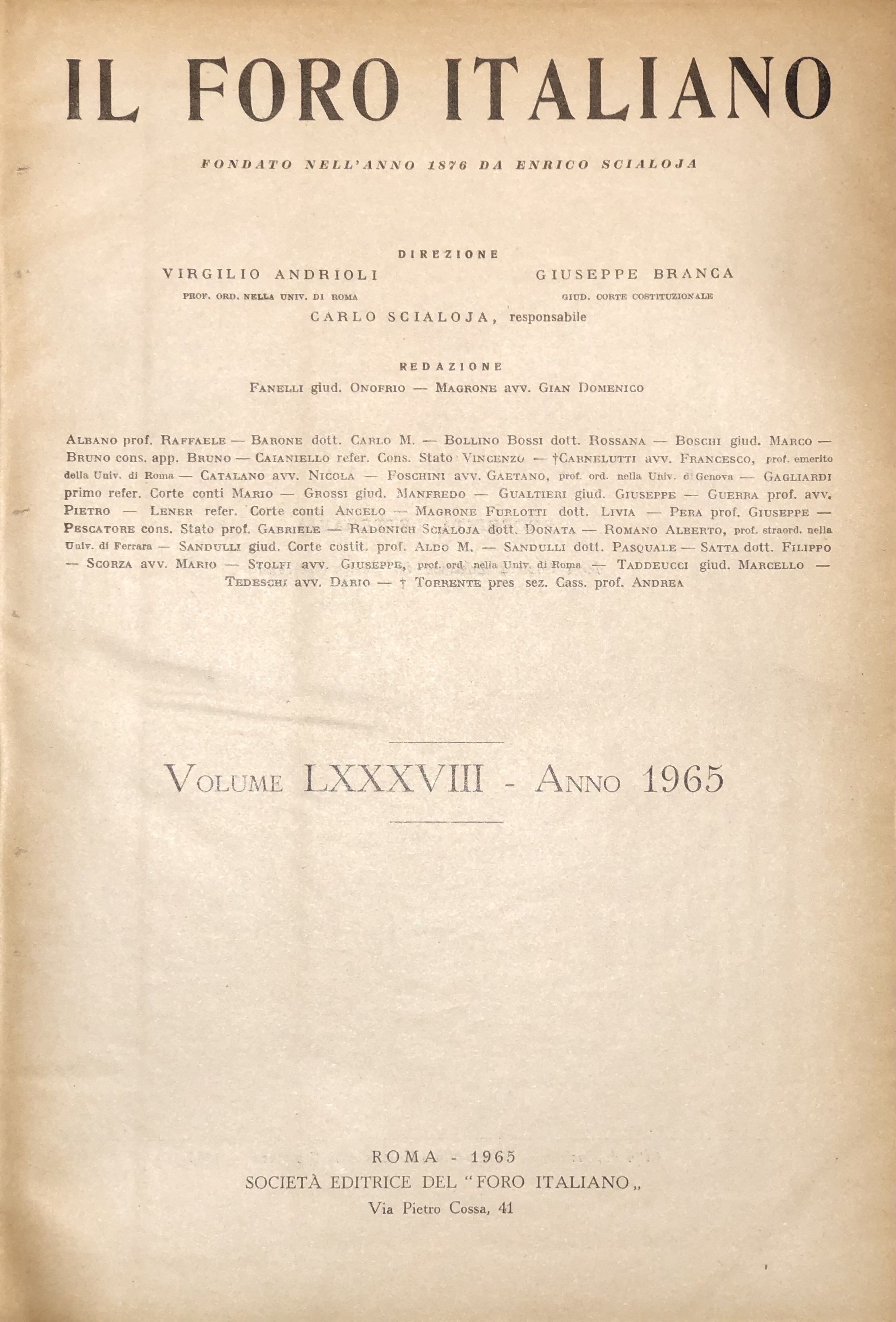 Il Foro Italiano. Annata 1965