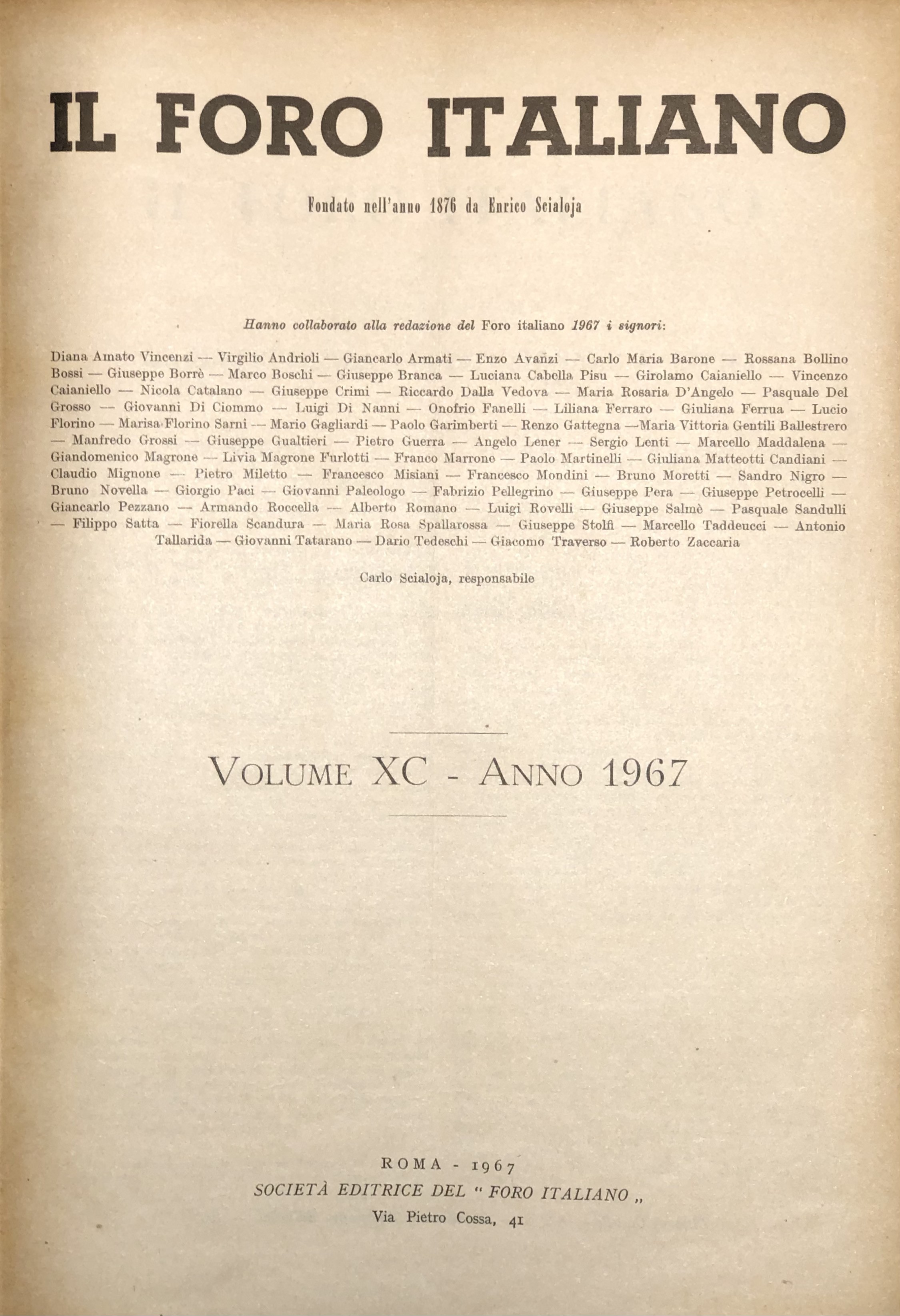 Il Foro Italiano. Annata 1967