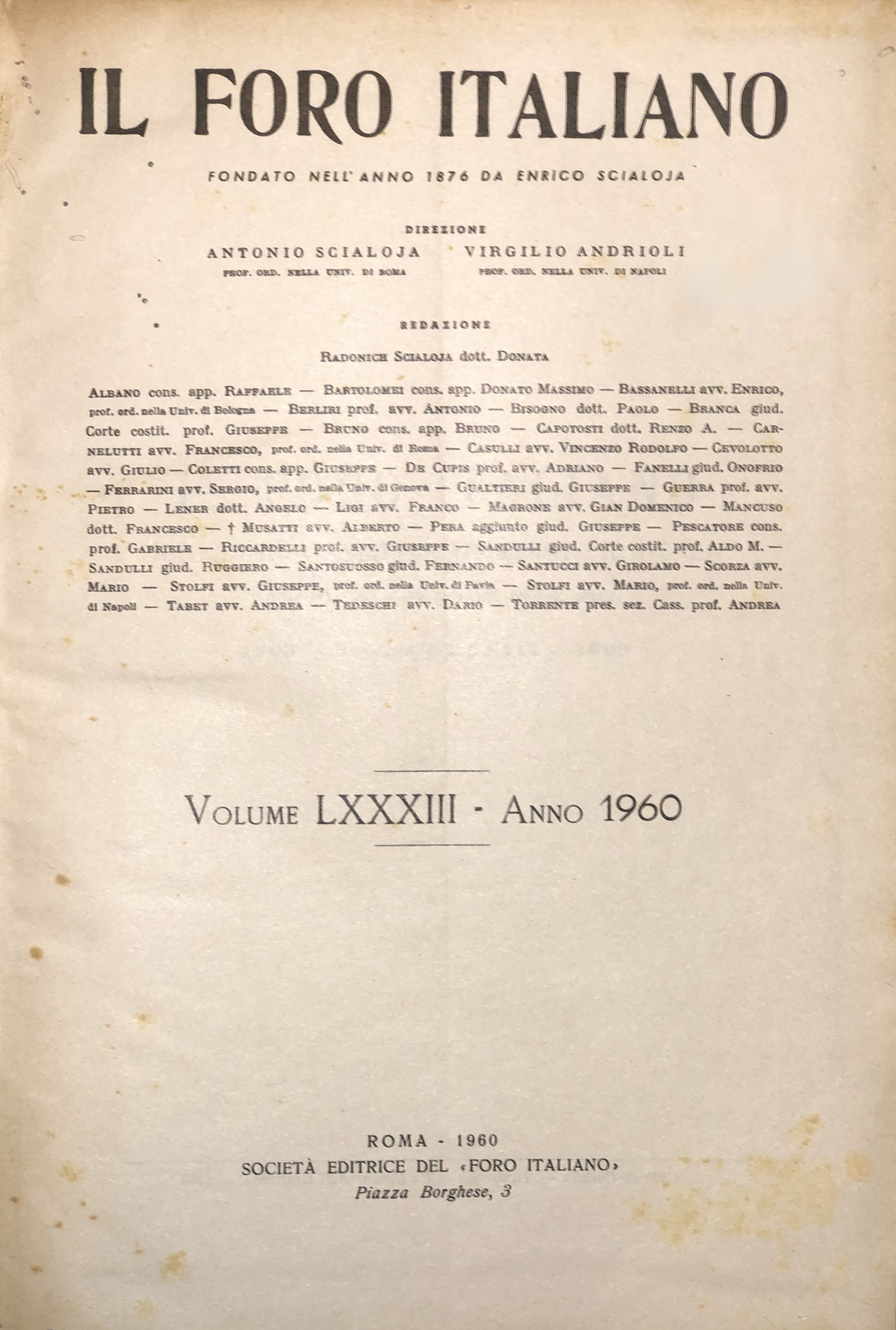 Il Foro Italiano. Annata 1960