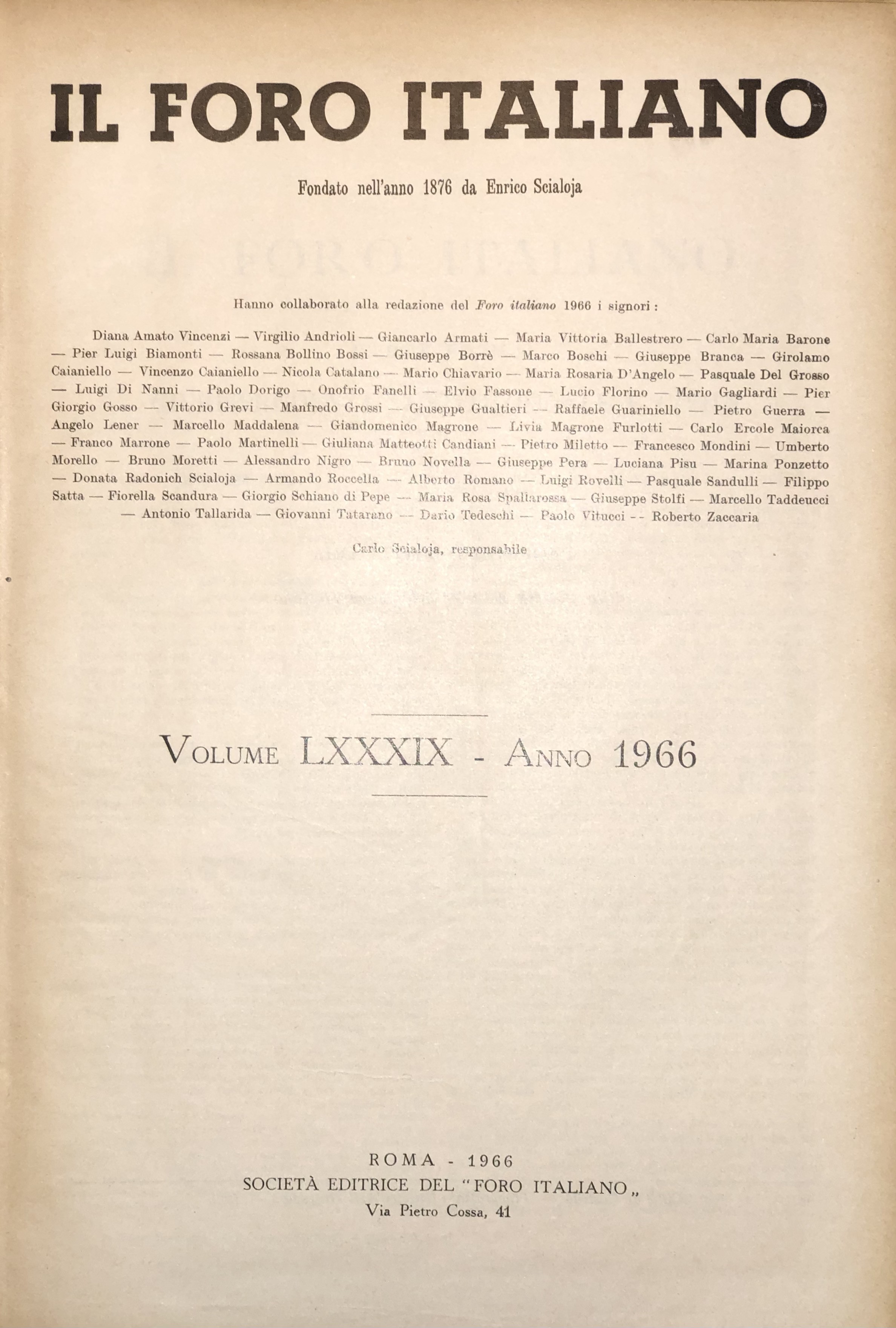 Il Foro Italiano. Annata 1966
