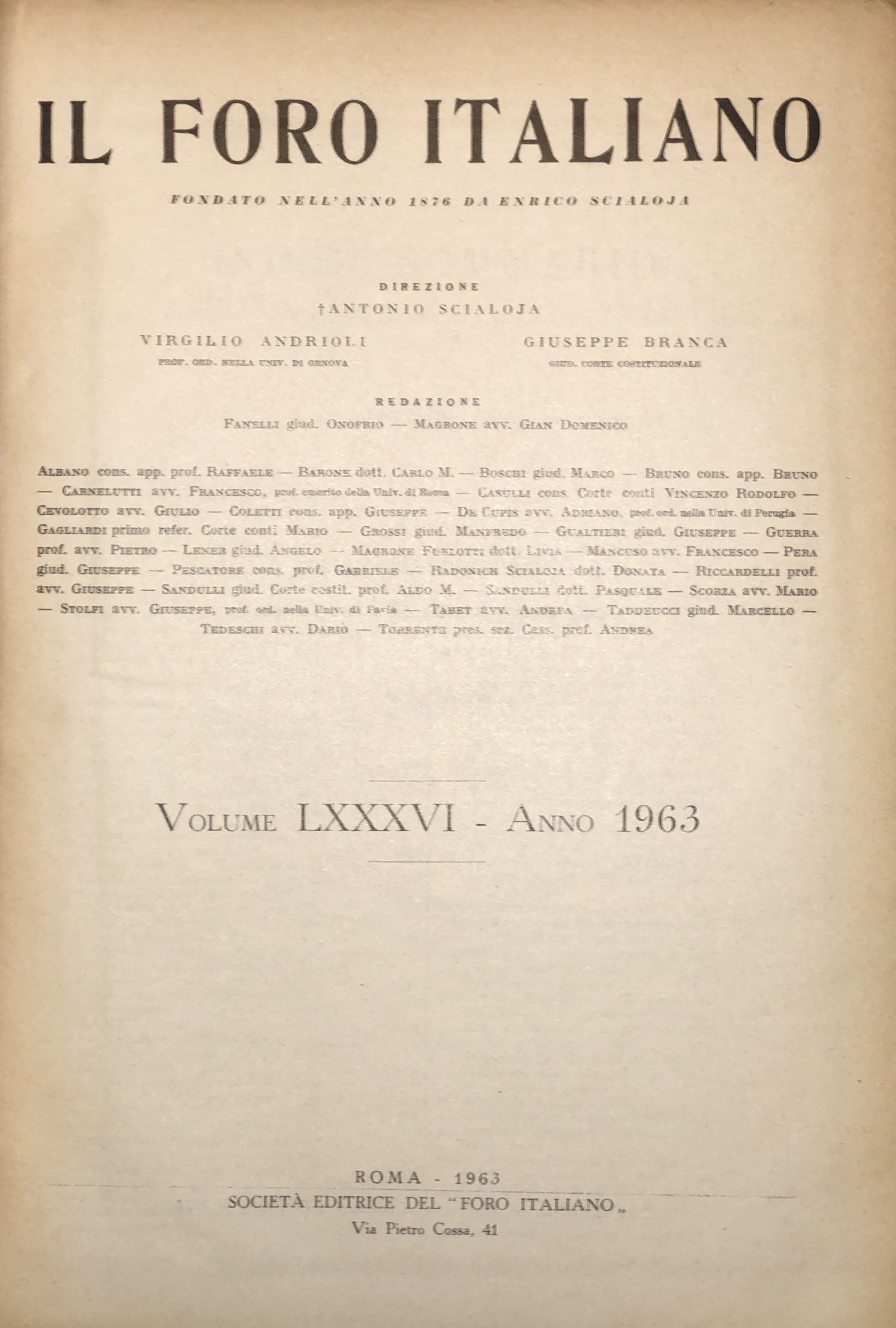 Il Foro Italiano. Annata 1963