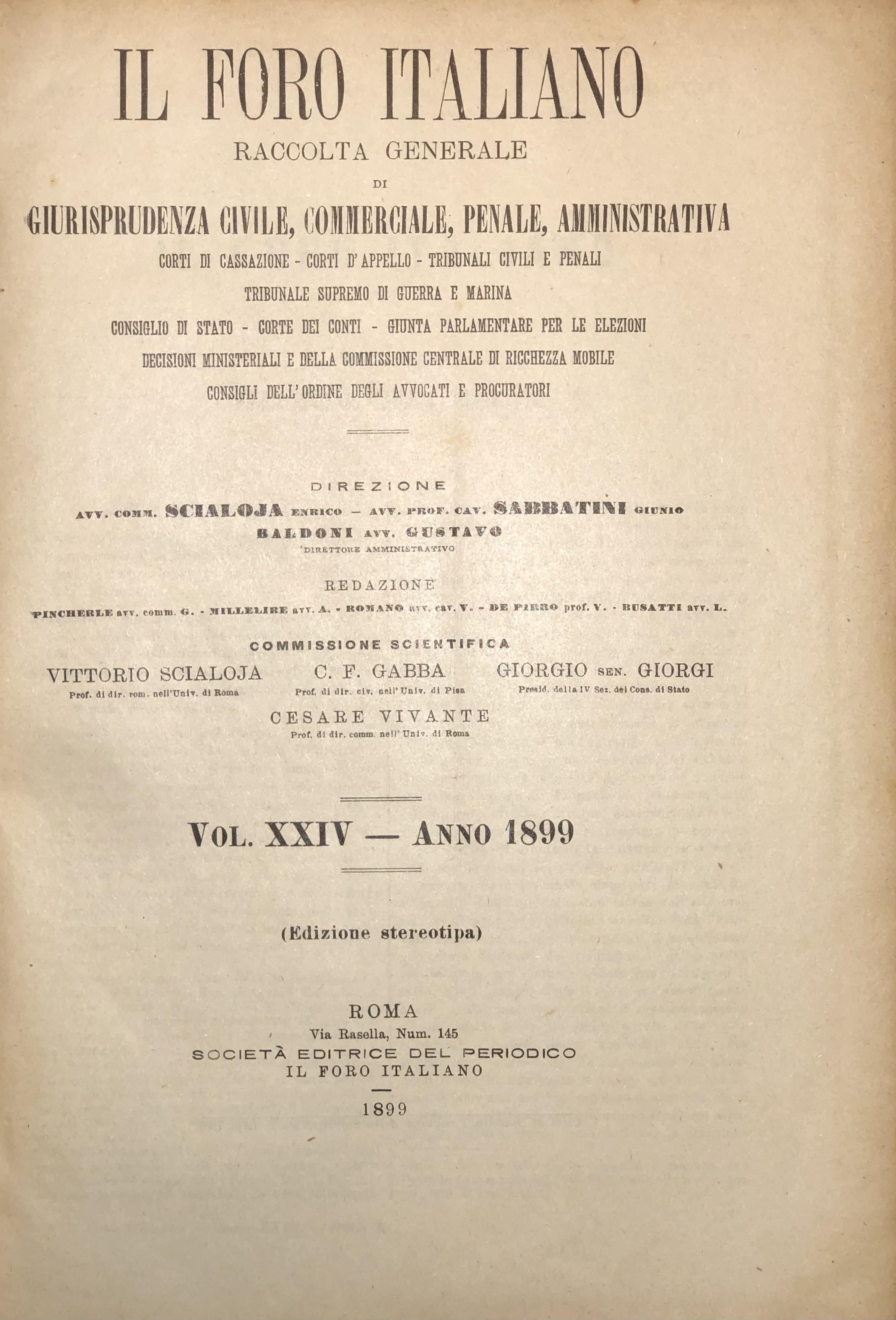Il Foro Italiano. Annata 1899