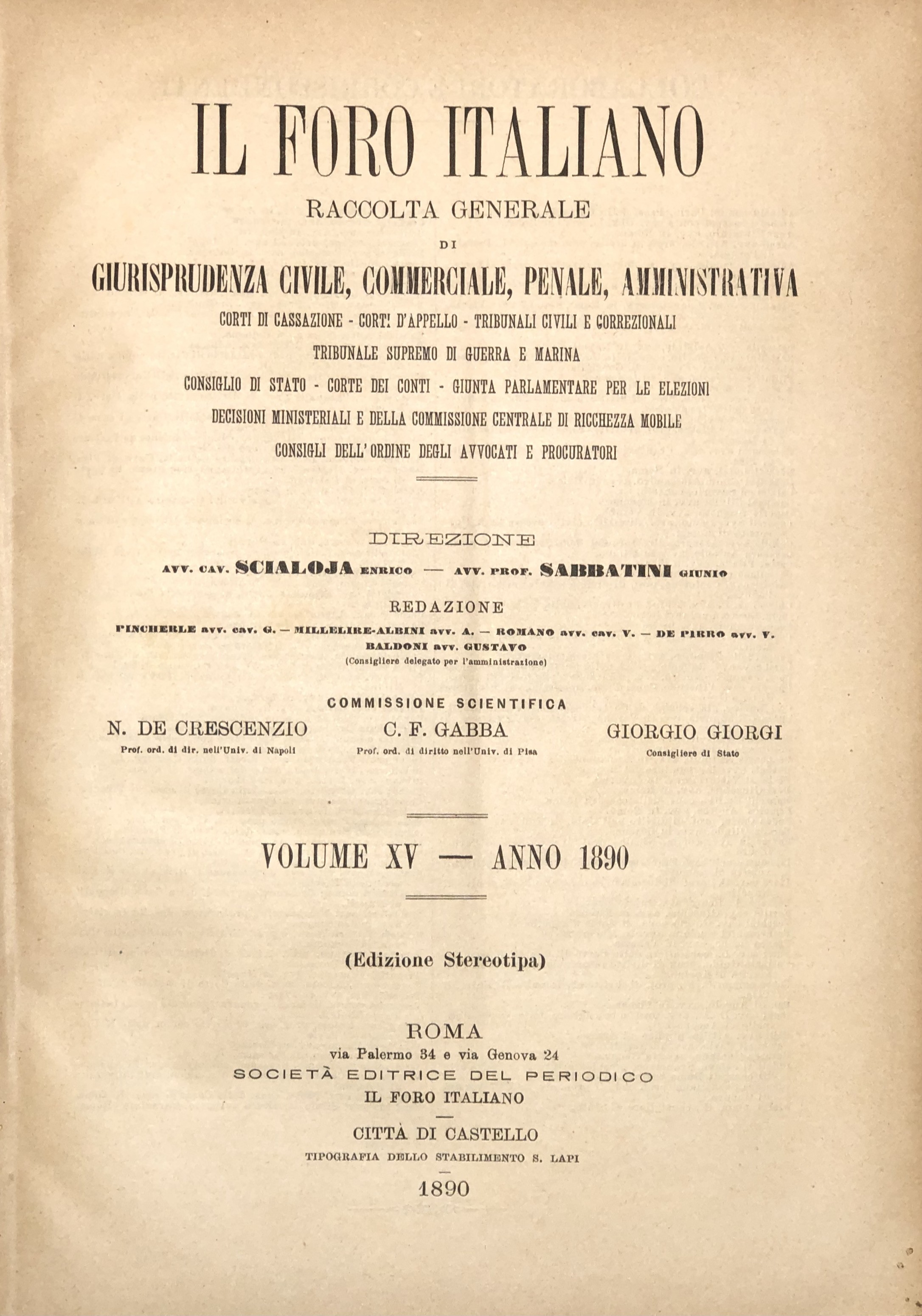 Il Foro Italiano. Annata 1890