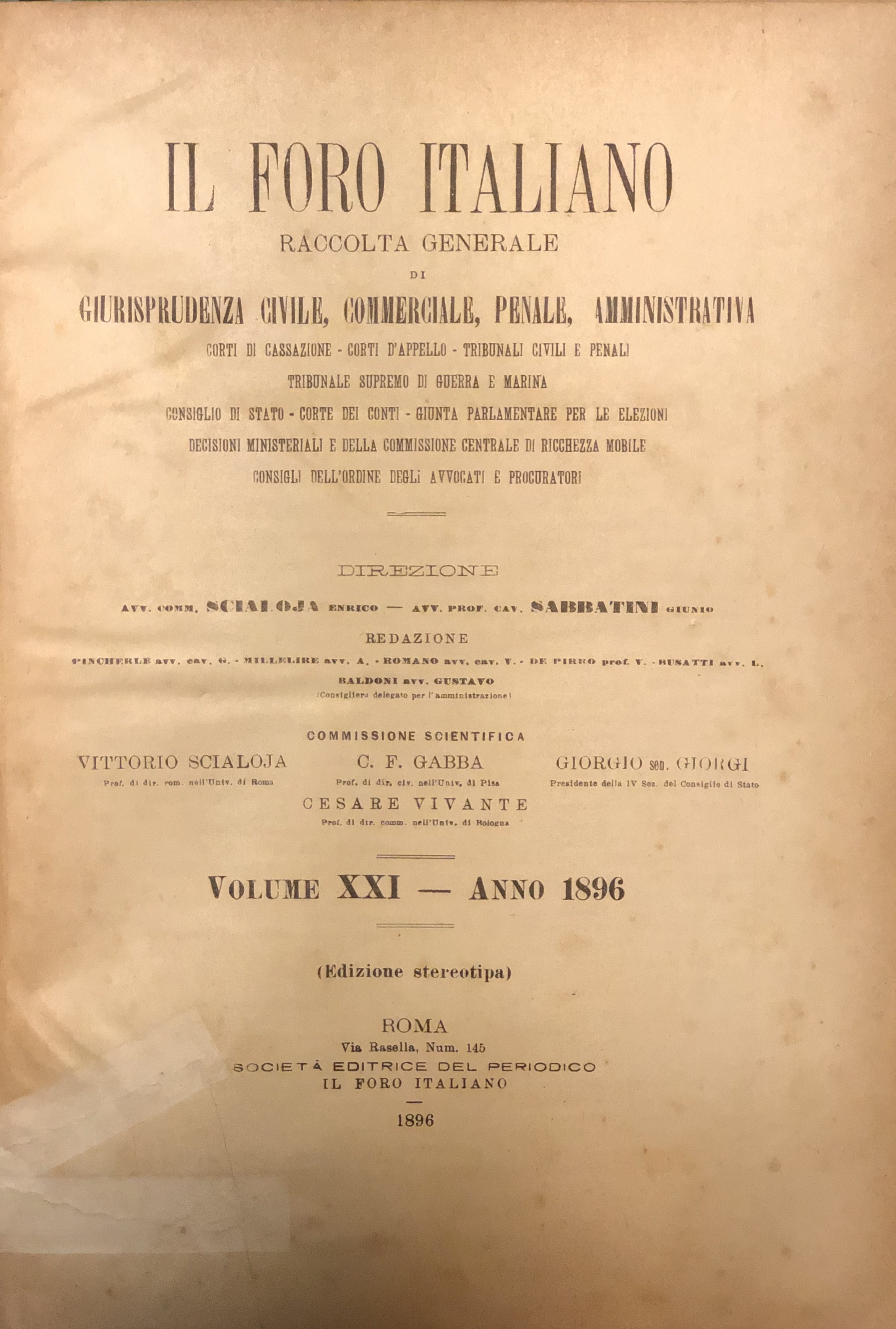 Il Foro Italiano. Annata 1896