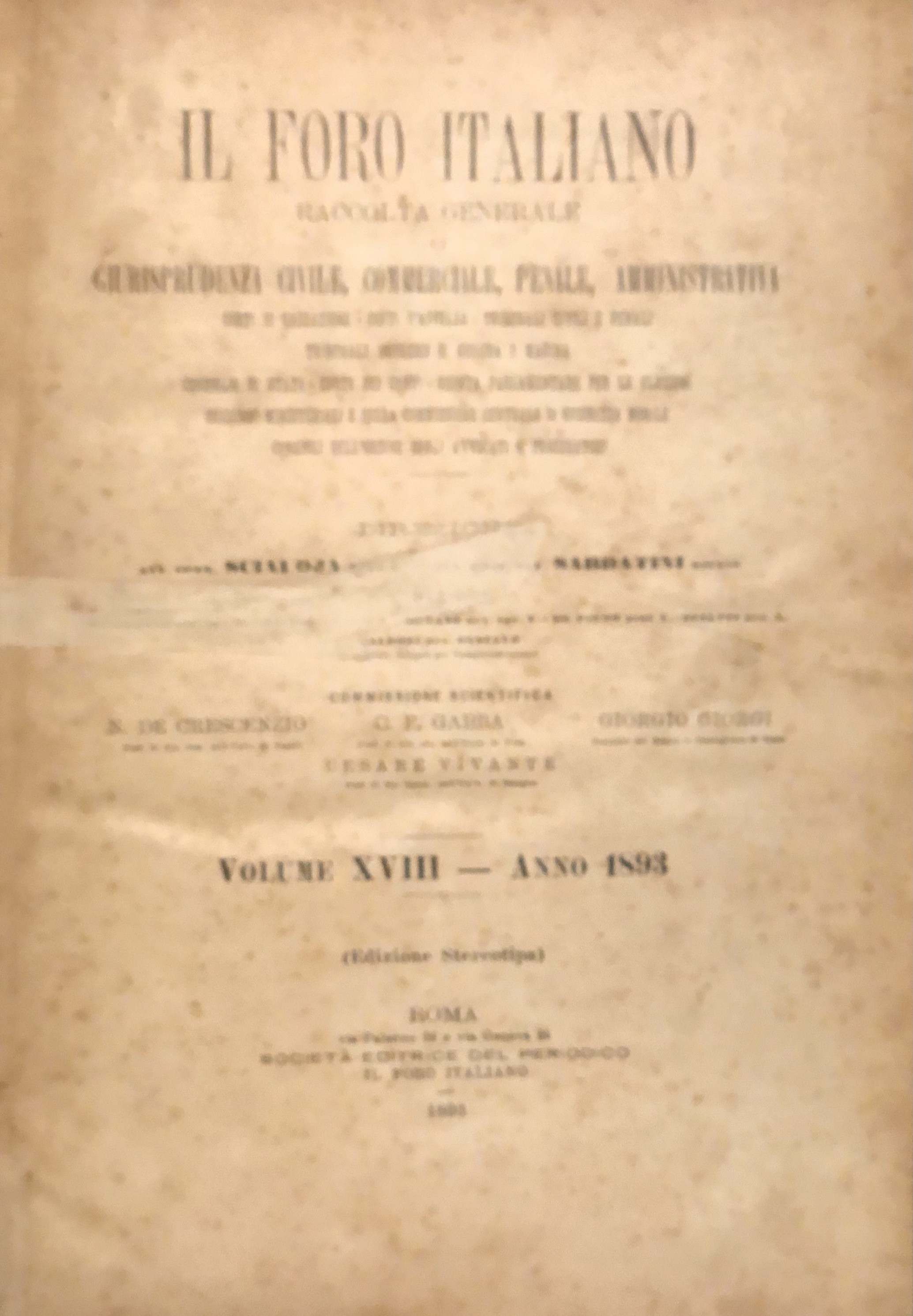 Il Foro Italiano. Annata 1893