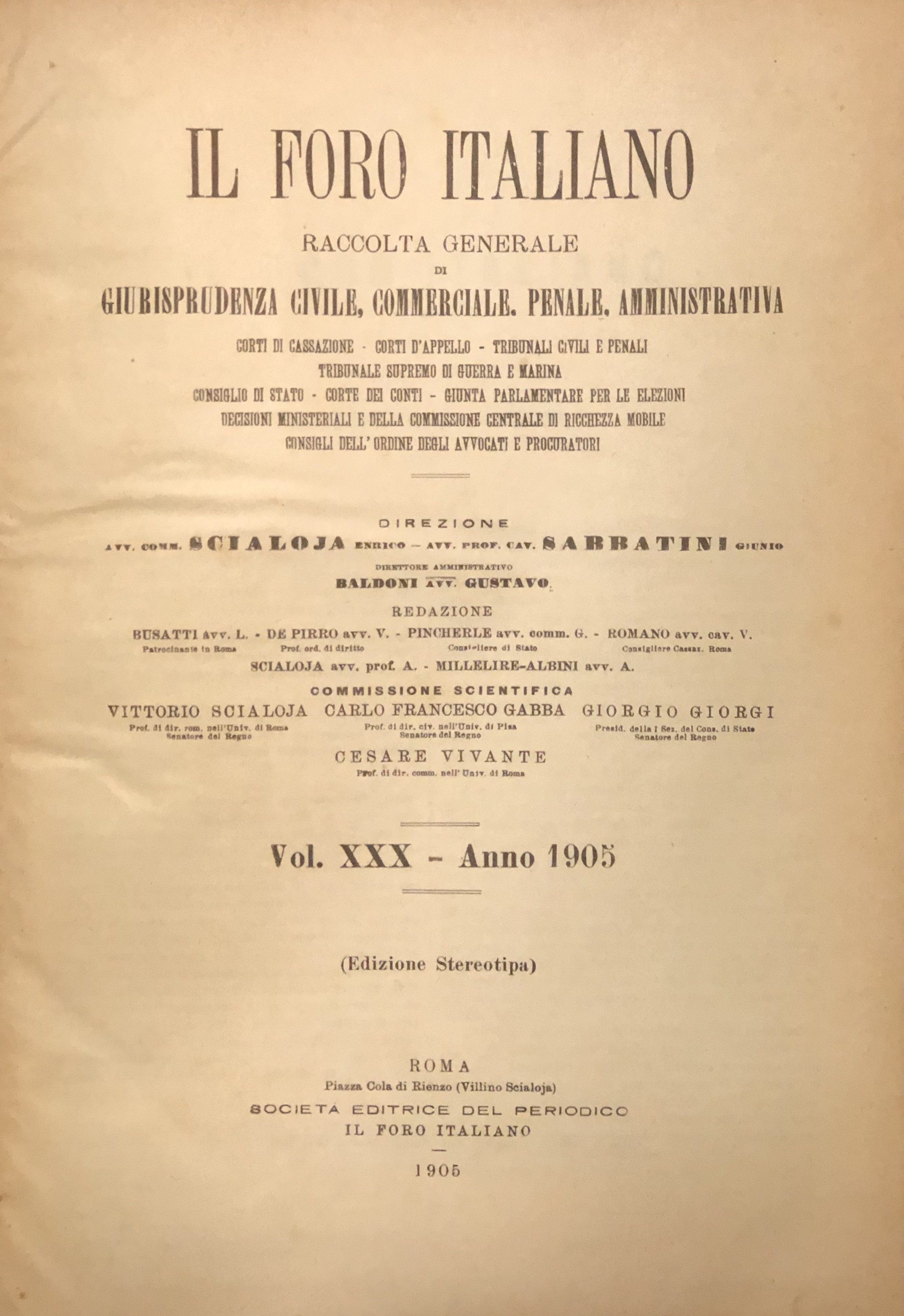 Il Foro Italiano. Annata 1905