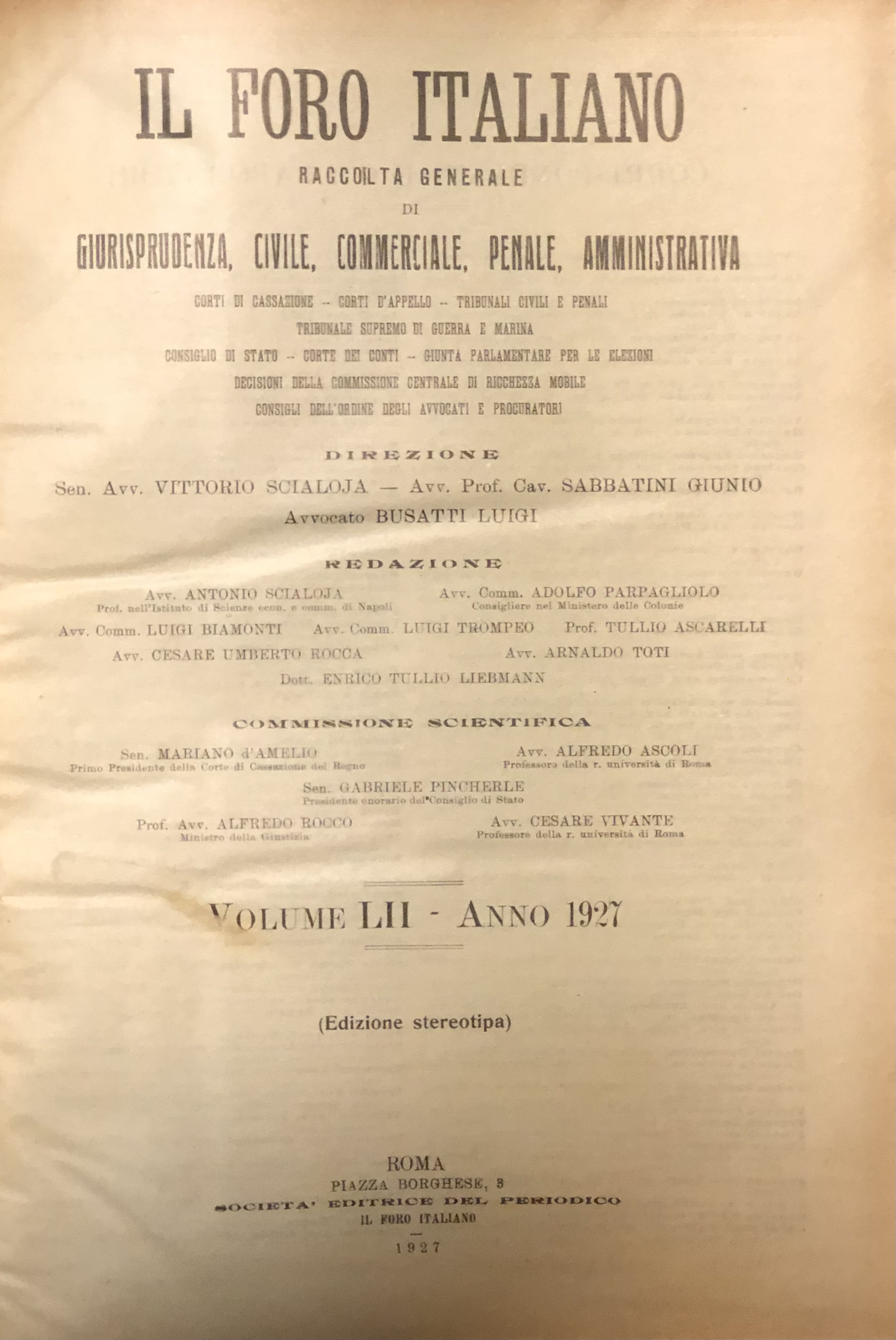 Il Foro Italiano. Annata 1927