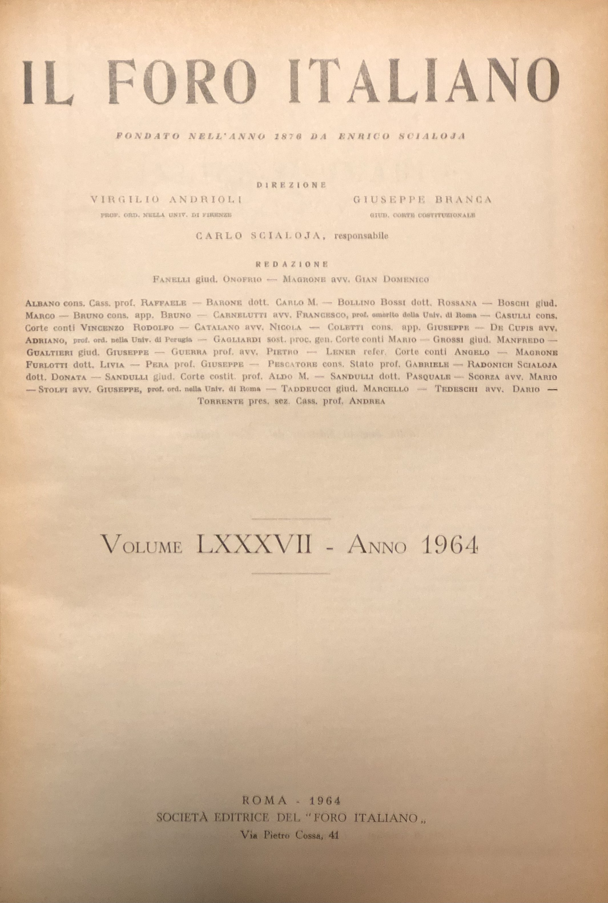 Il Foro Italiano. Annata 1964