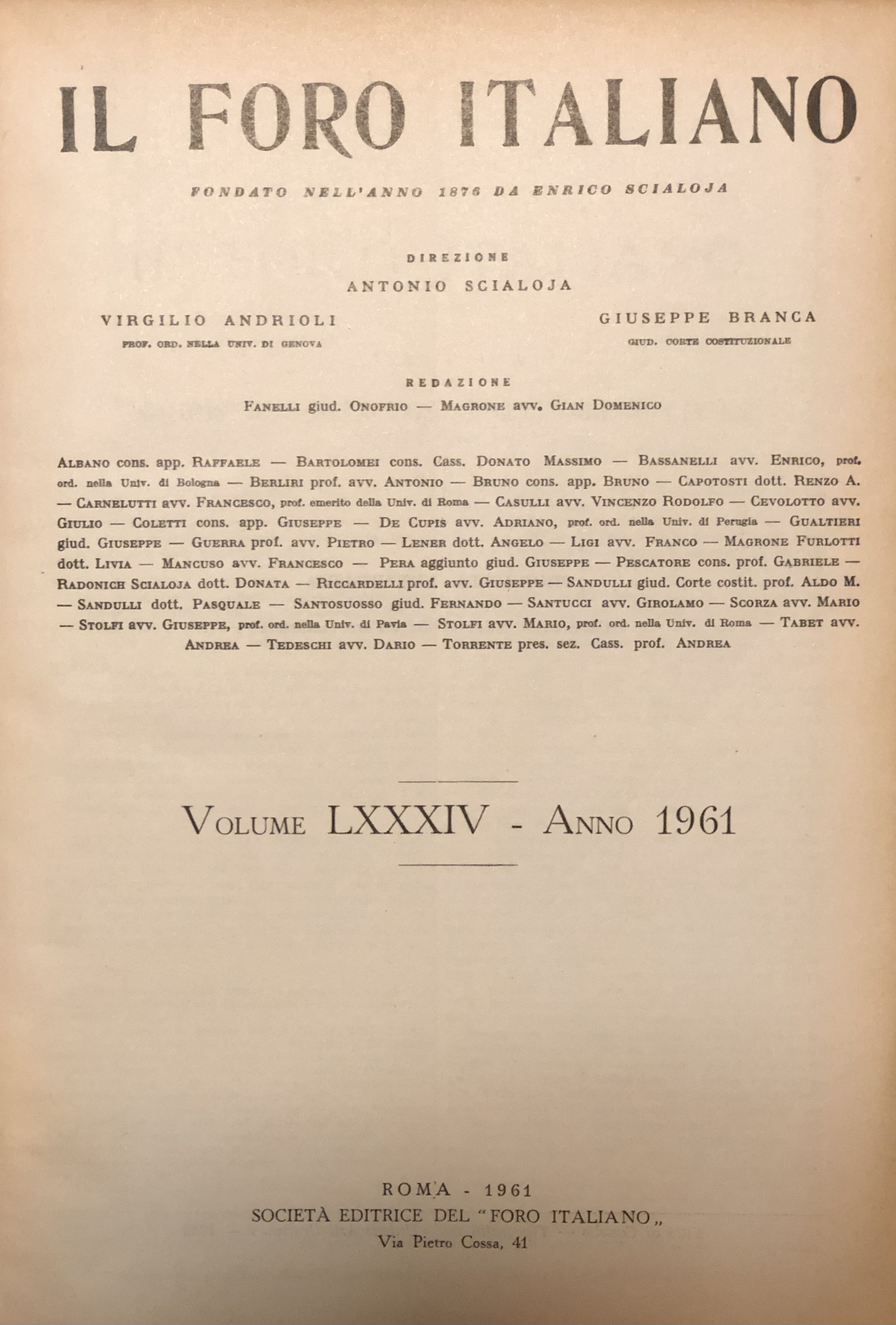 Il Foro Italiano. Annata 1961