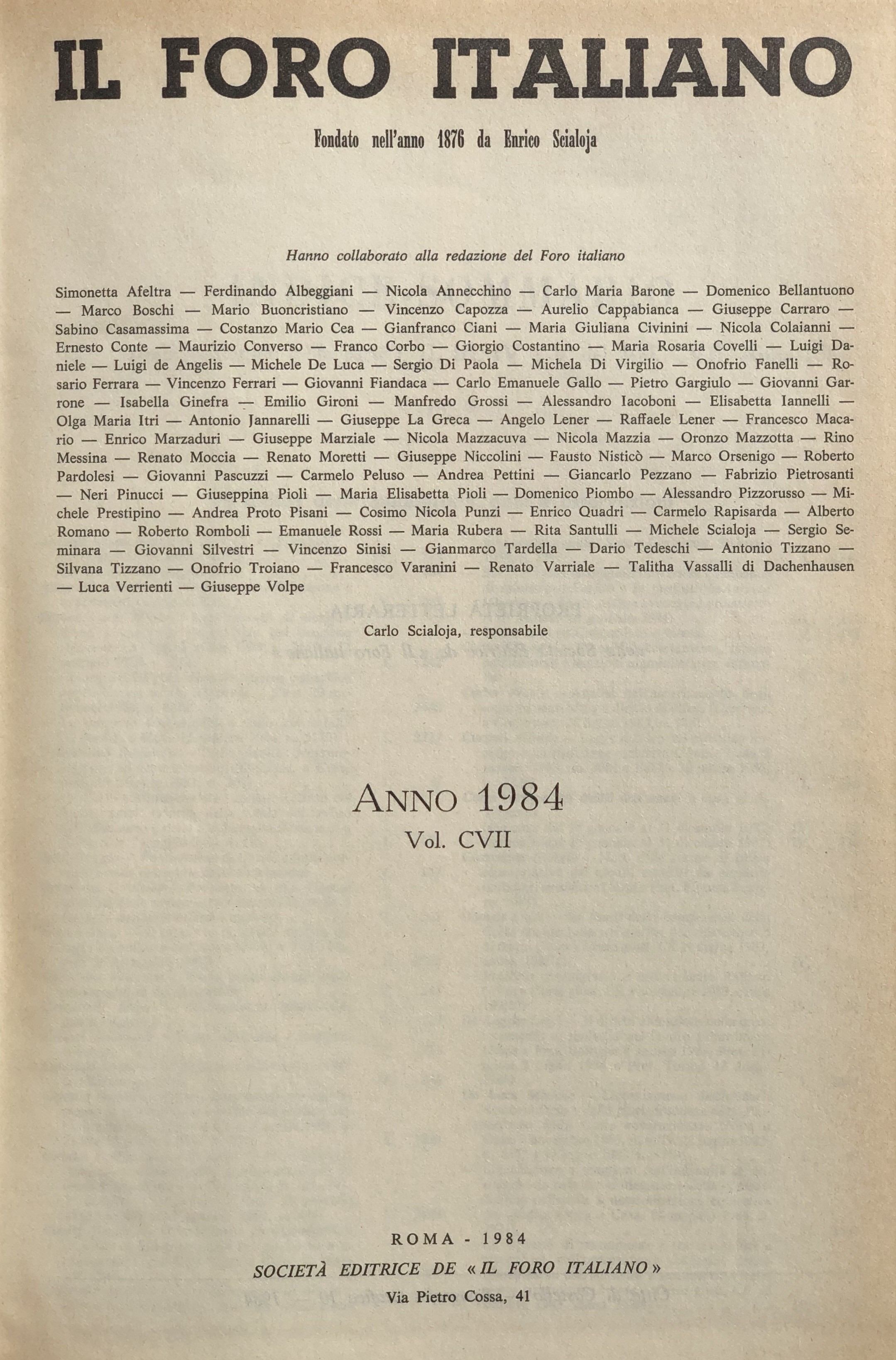 Il Foro Italiano. Annata 1984