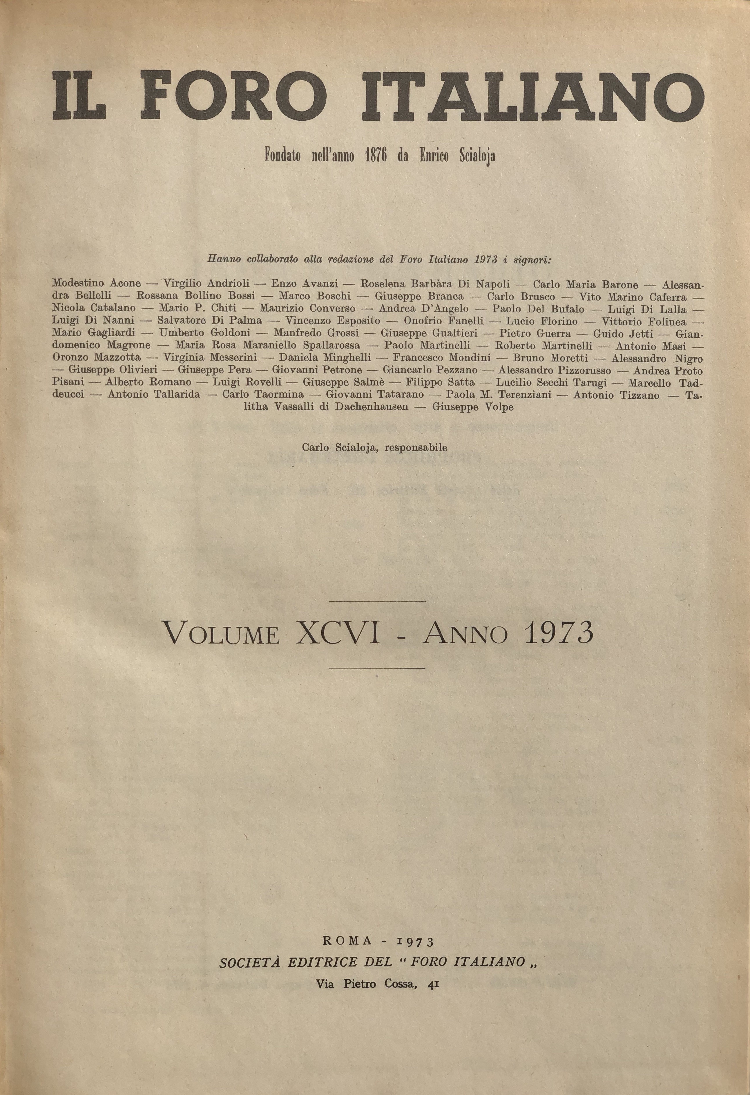 Il Foro Italiano. Annata 1973