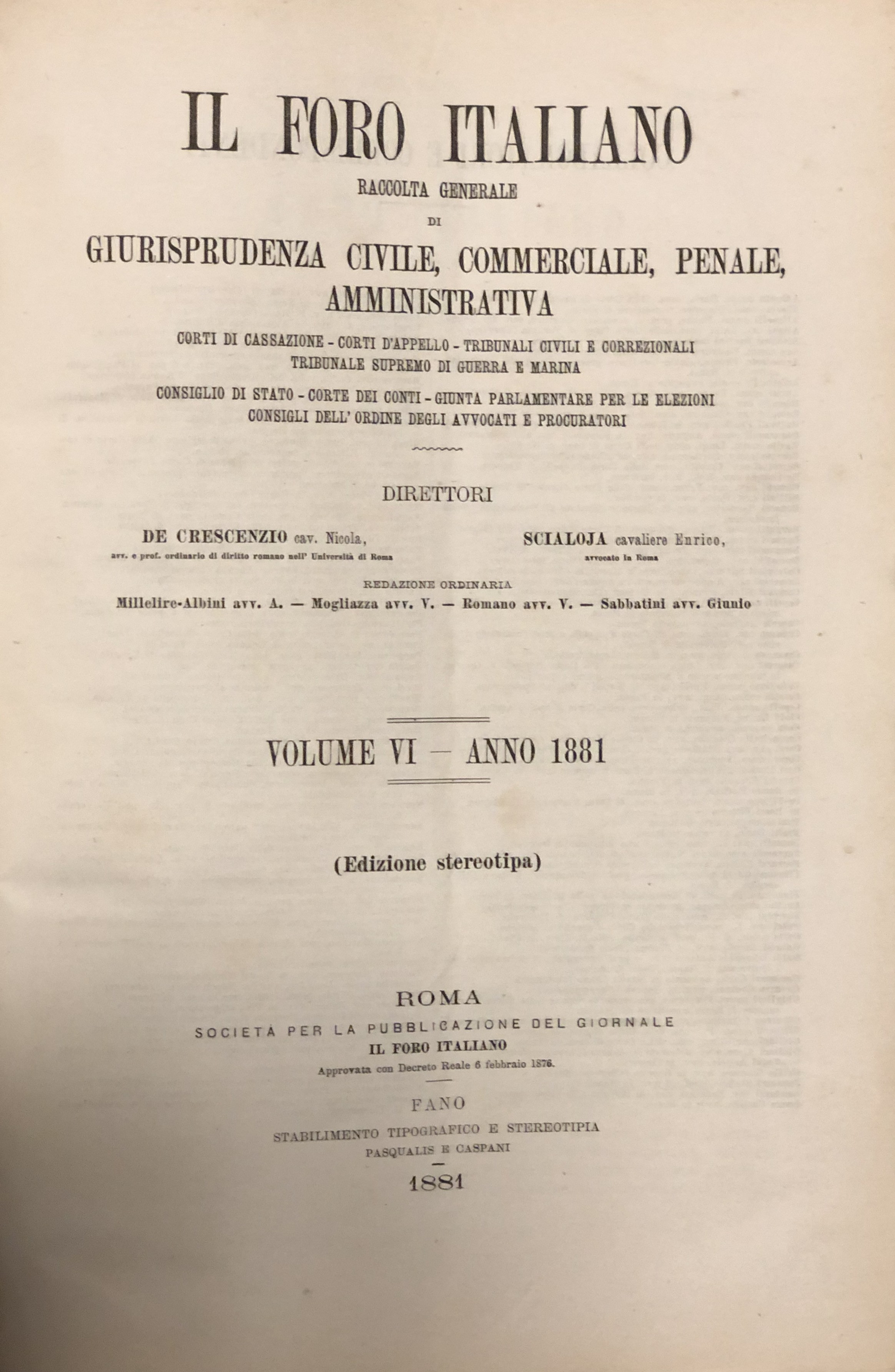 Il Foro Italiano. Annata 1881