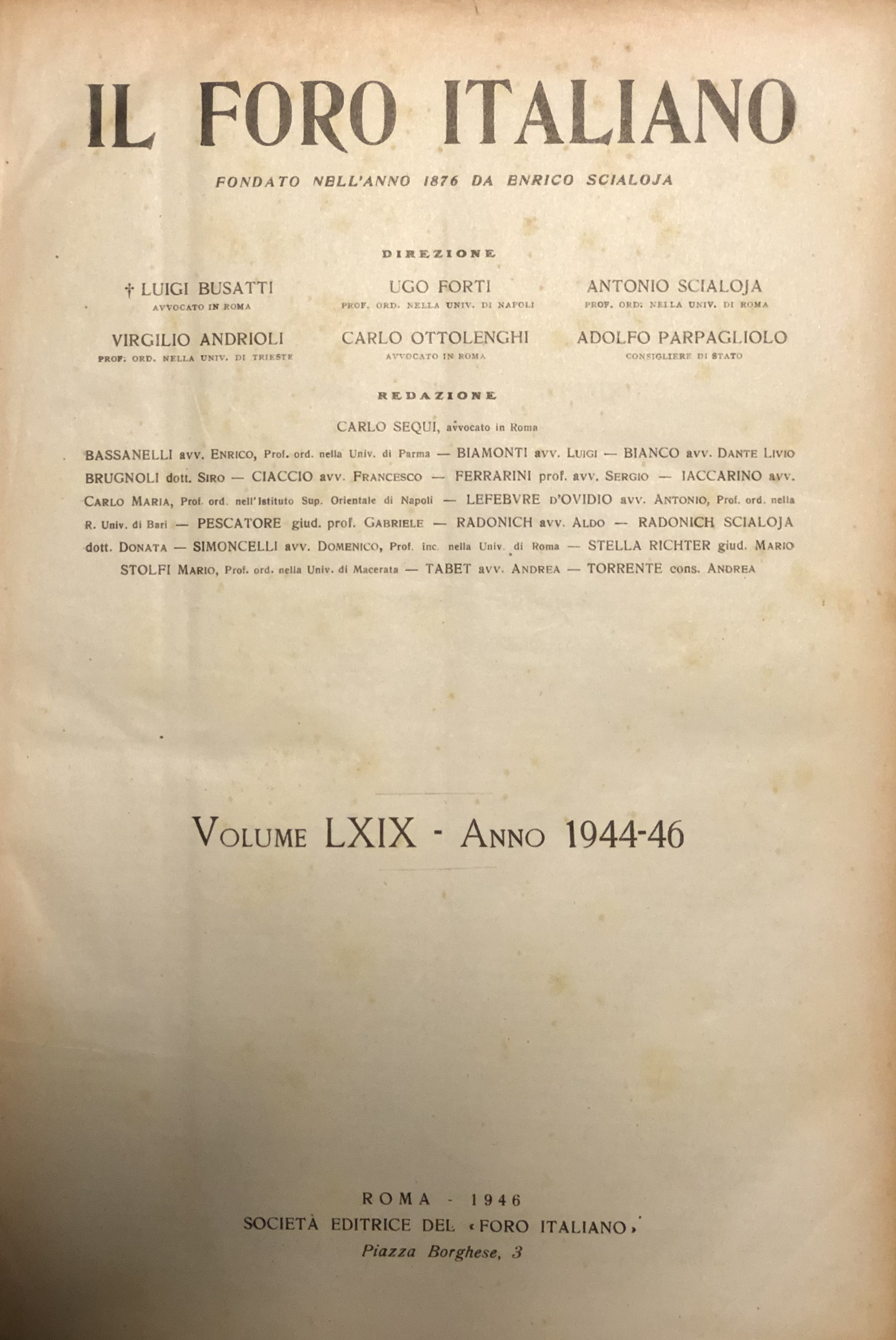Il Foro Italiano. Annata 1944-1946