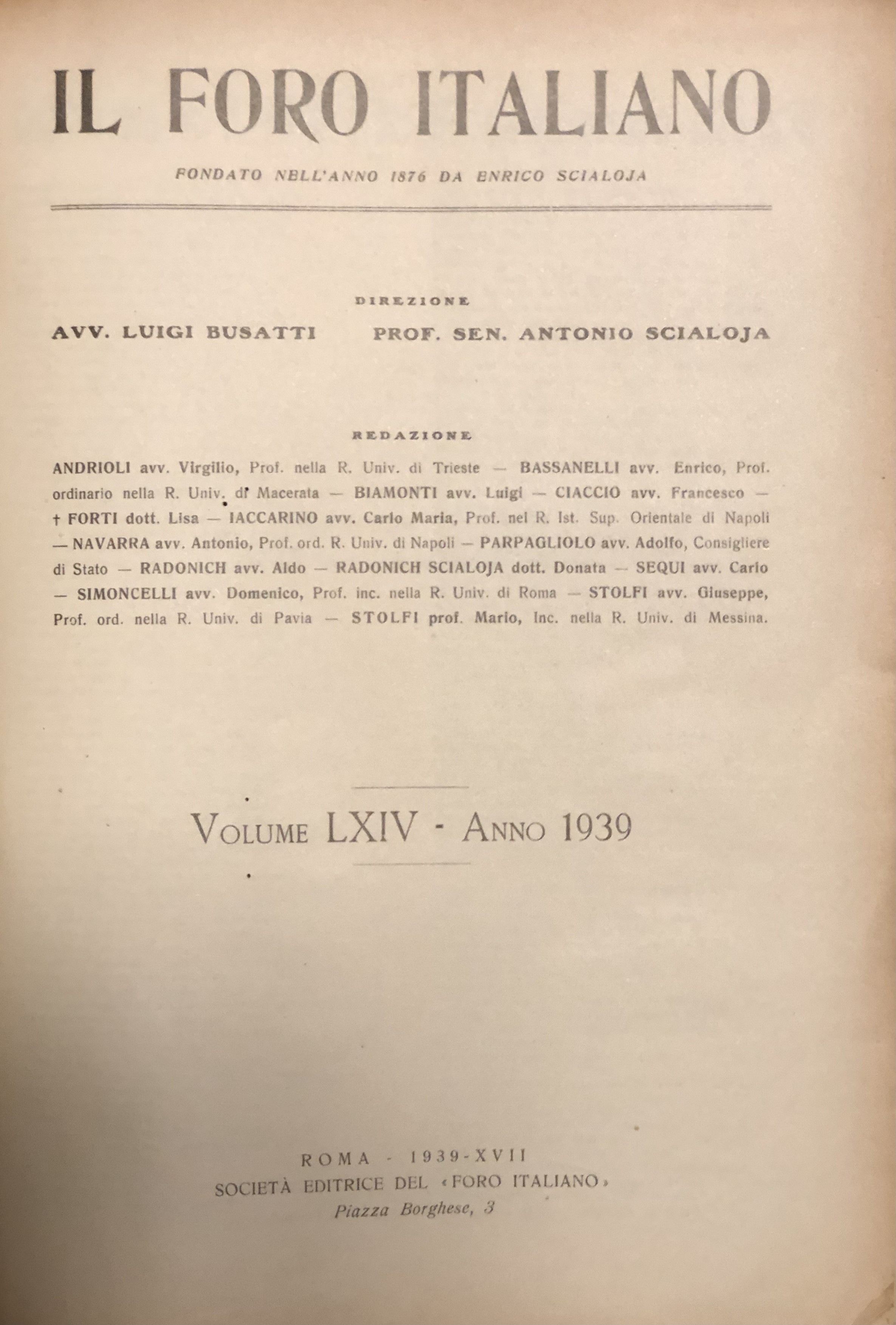 Il Foro Italiano. Annata 1939