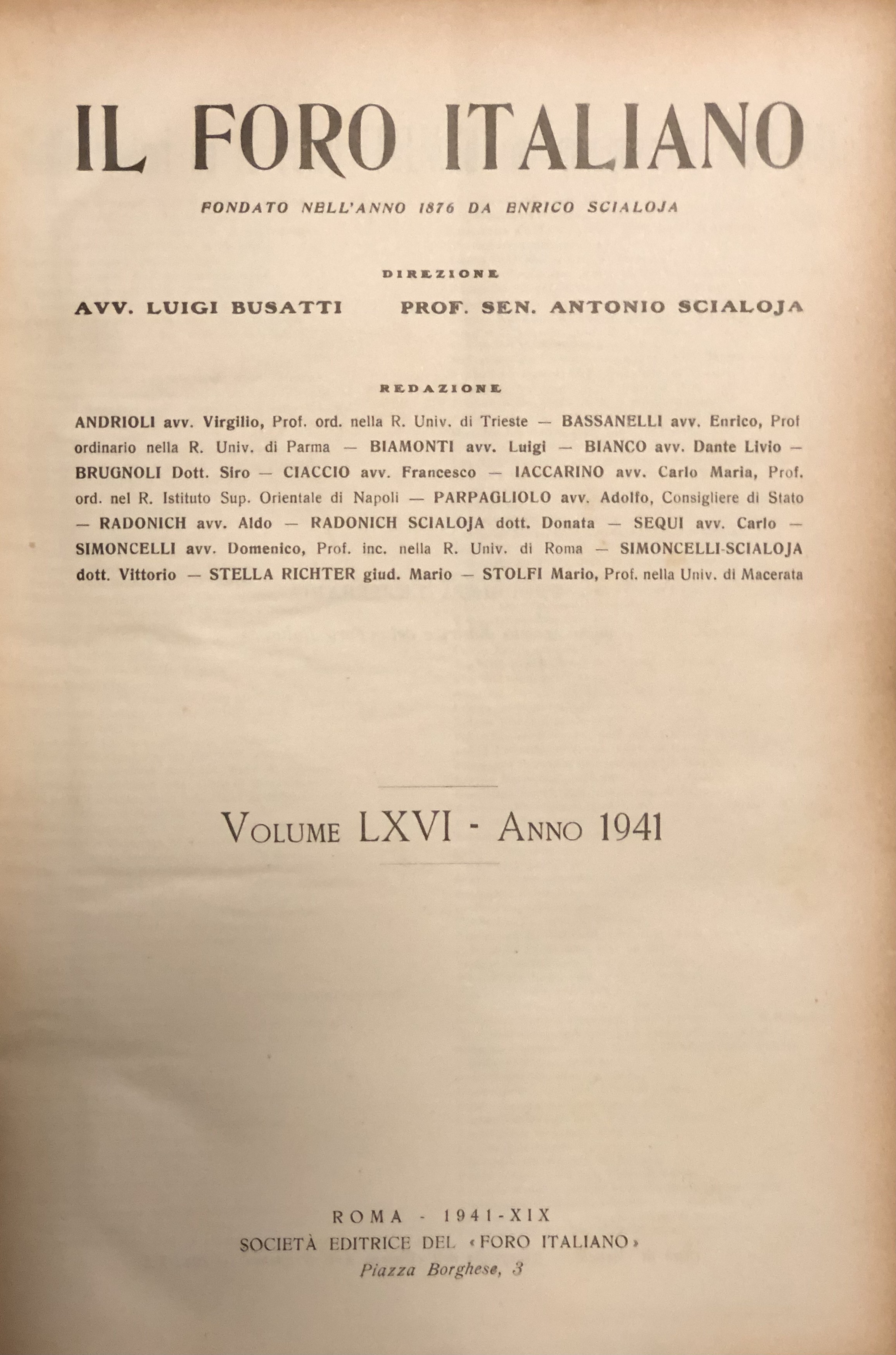 Il Foro Italiano. Annata 1941