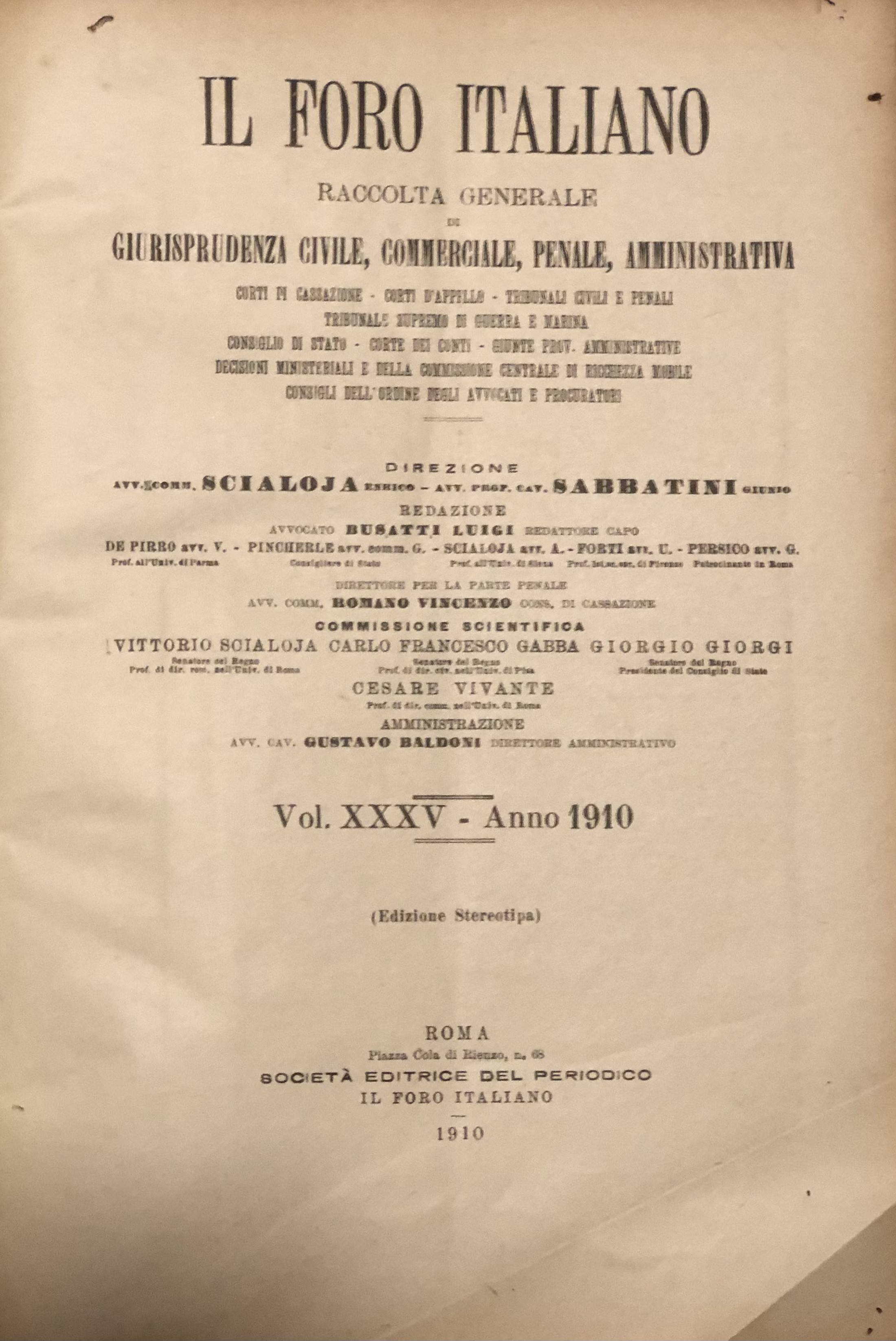 Il Foro Italiano. Annata 1910