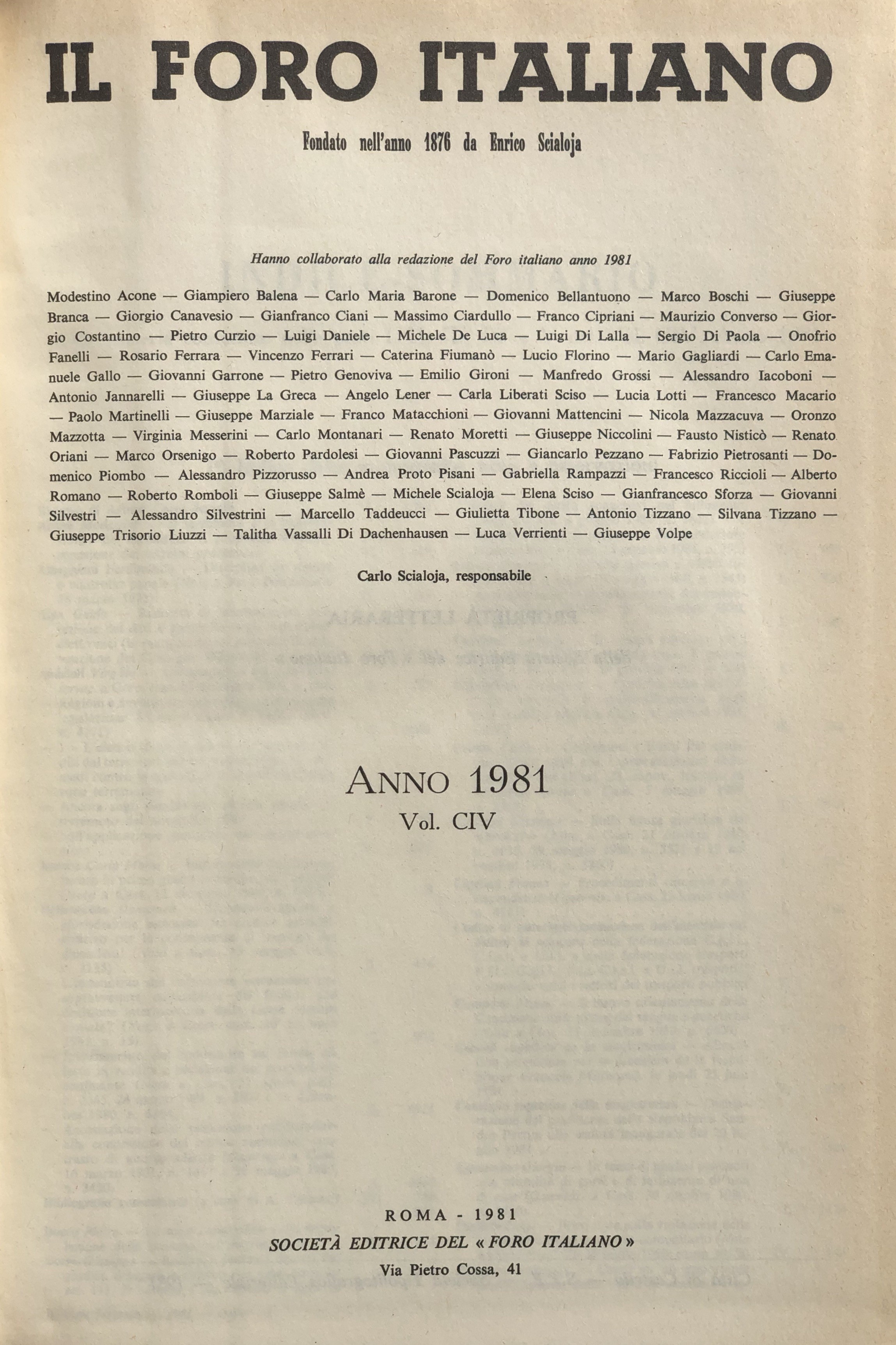 Il Foro Italiano. Annata 1981