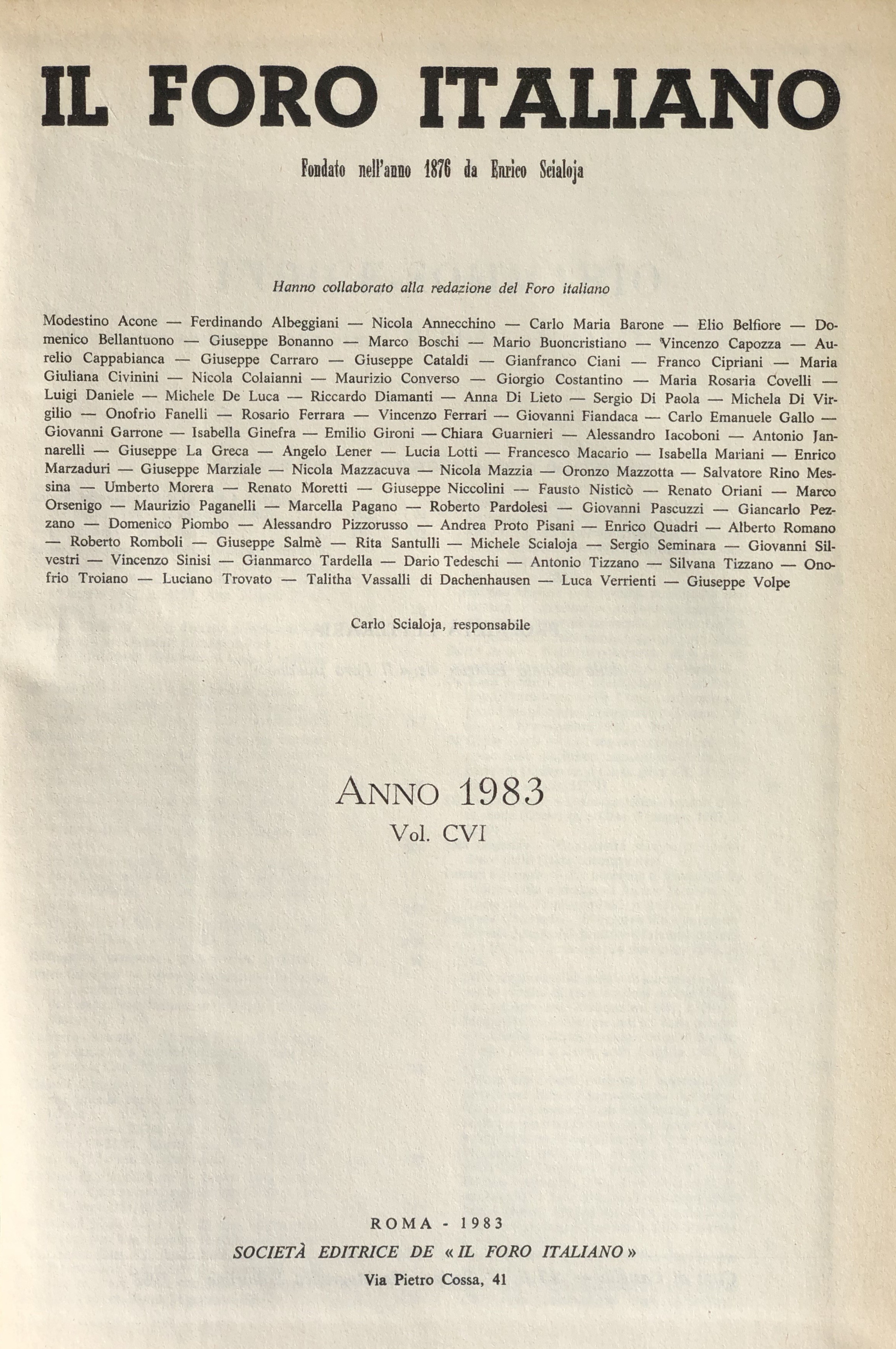 Il Foro Italiano. Annata 1983