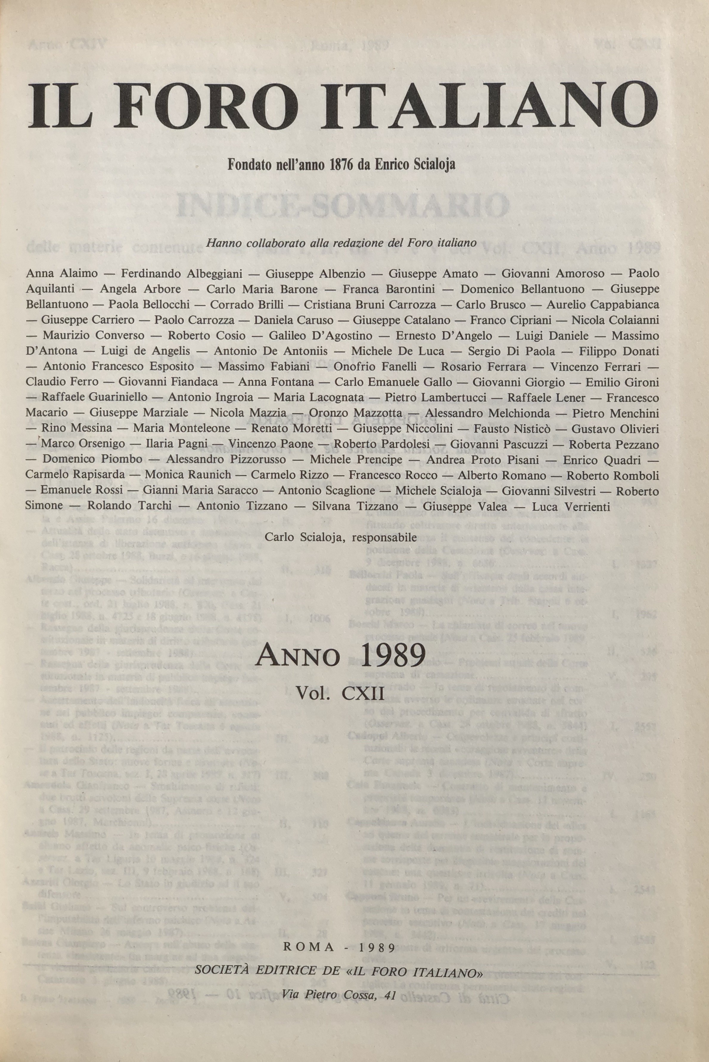 Il Foro Italiano. Annata 1989