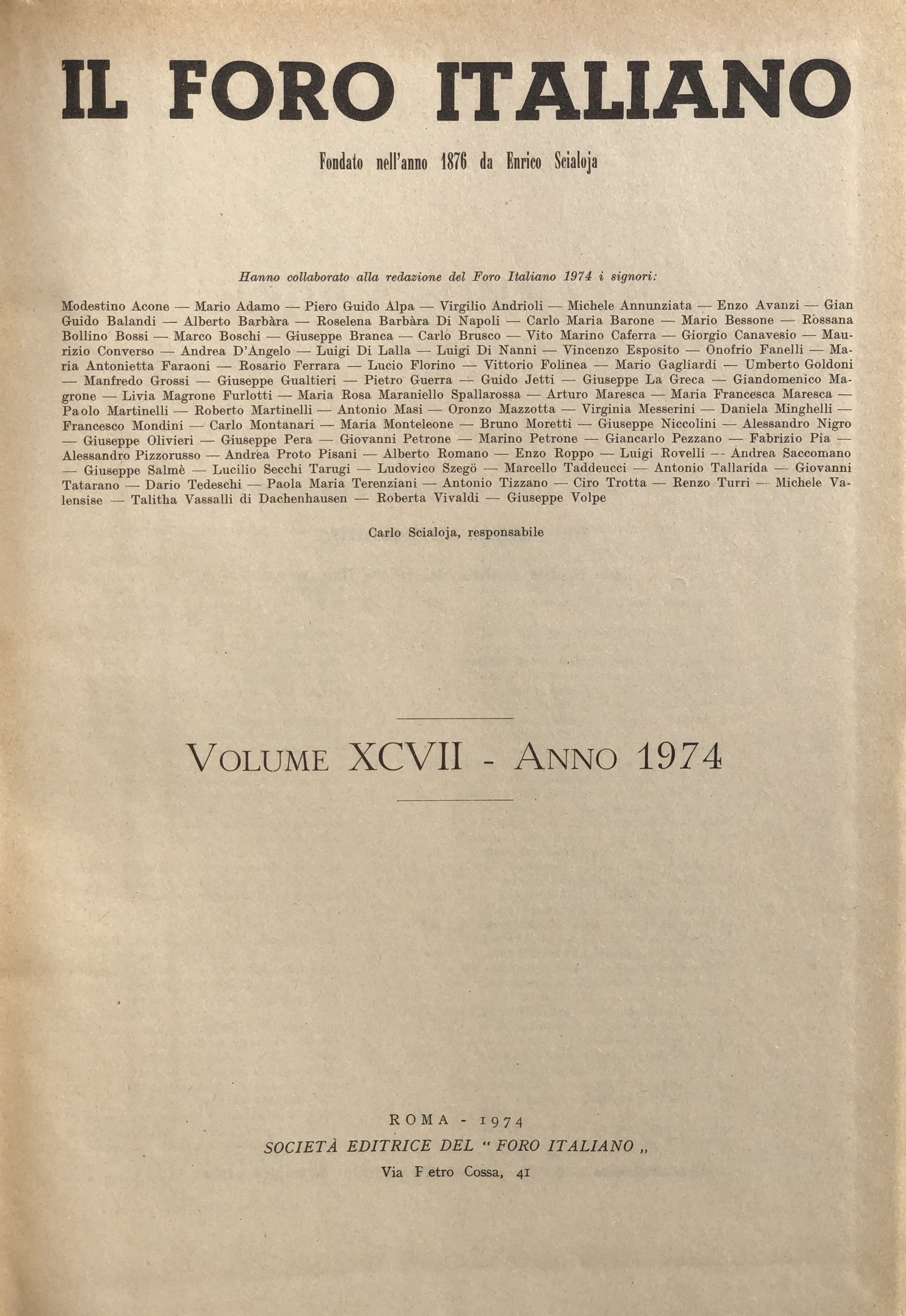 Il Foro Italiano. Annata 1974