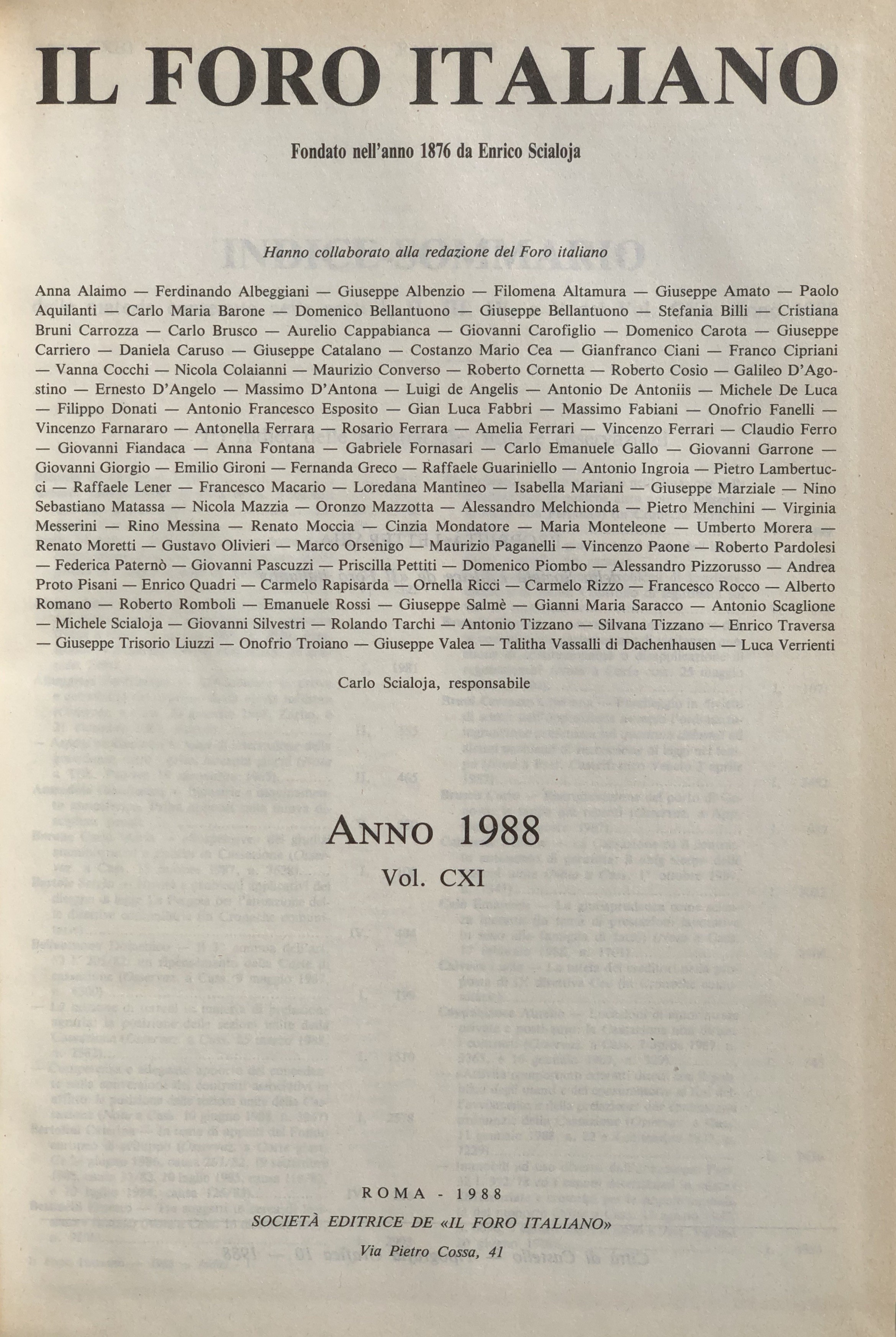 Il Foro Italiano. Annata 1988