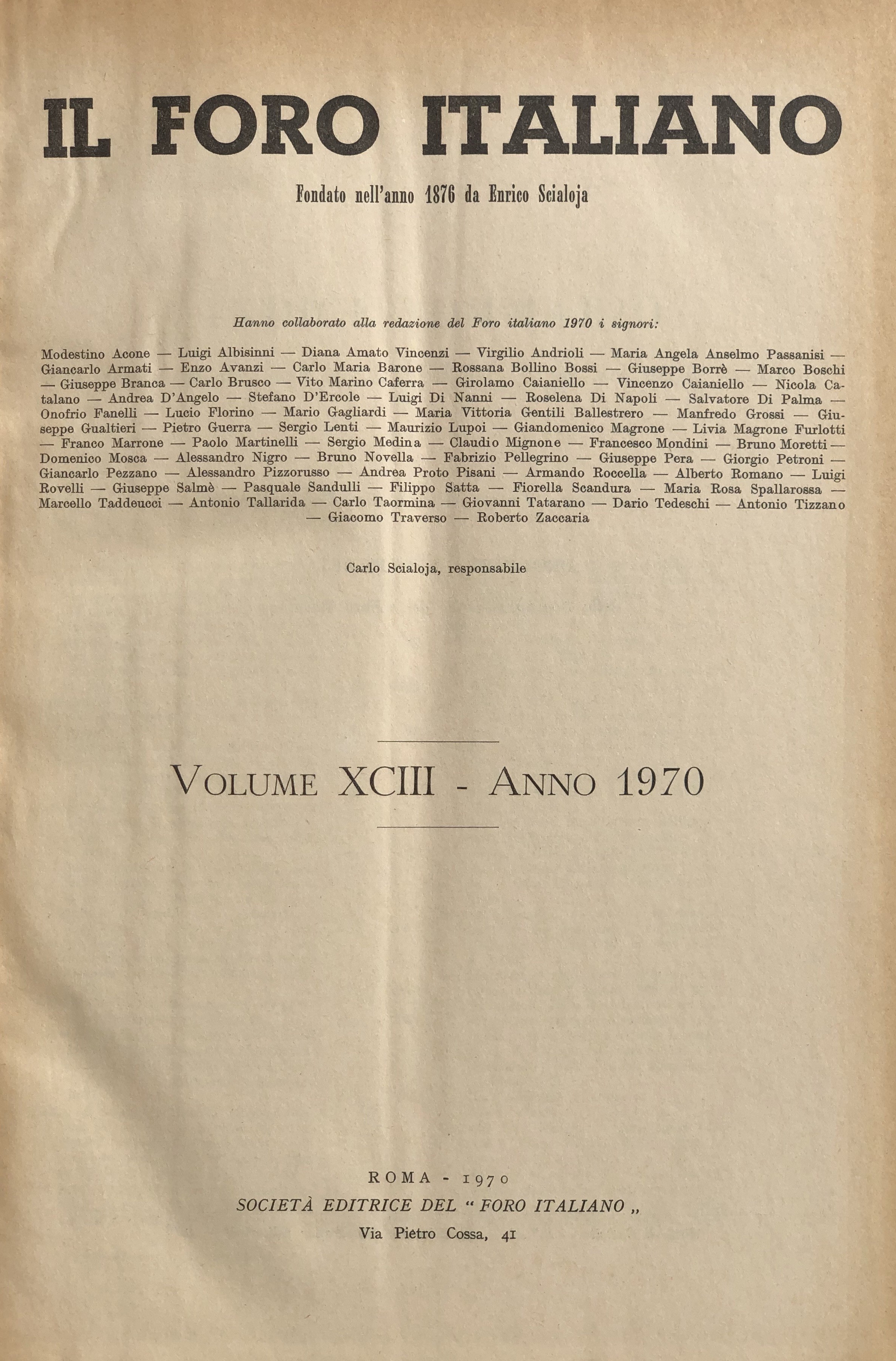 Il Foro Italiano. Annata 1970