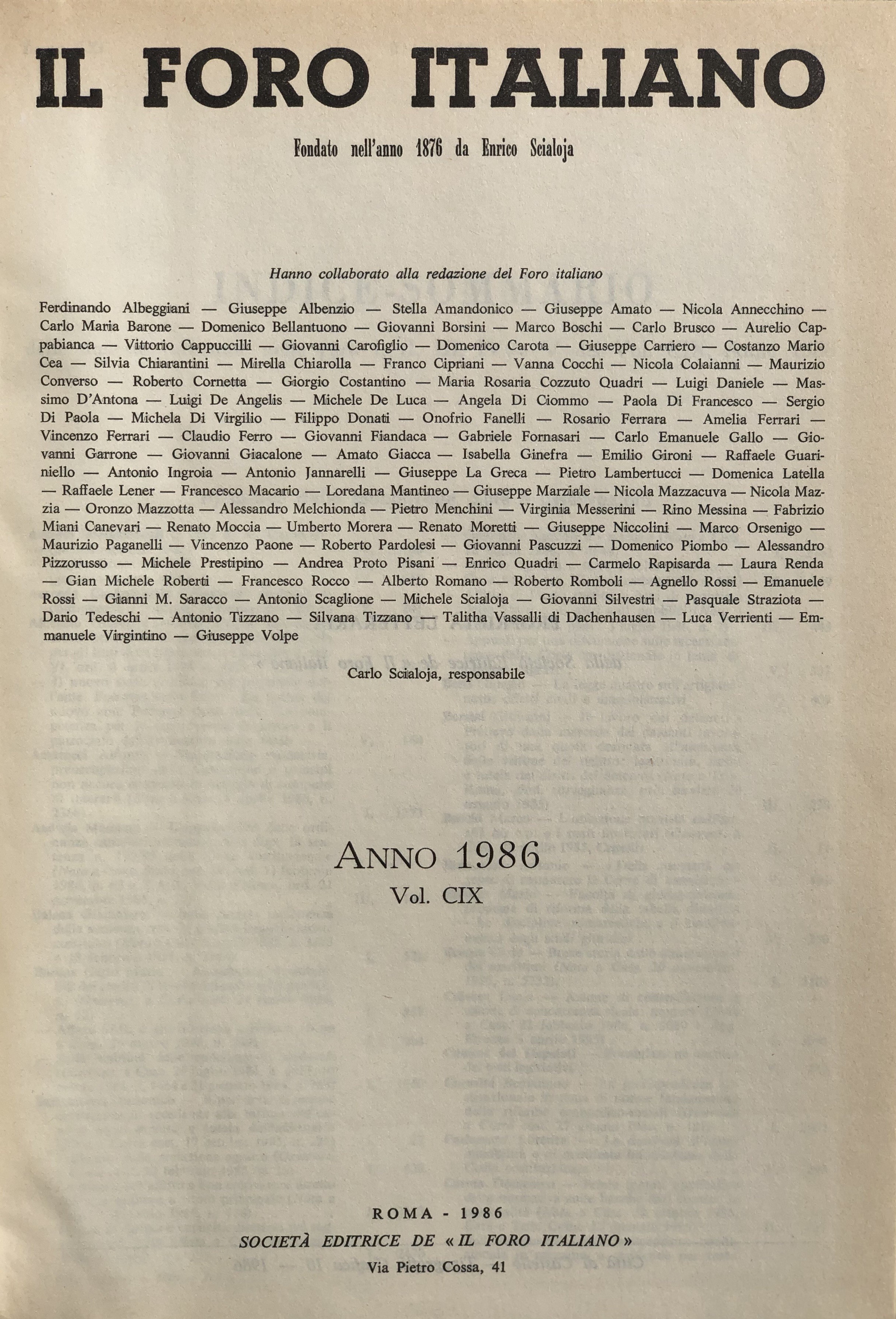Il Foro Italiano. Annata 1986