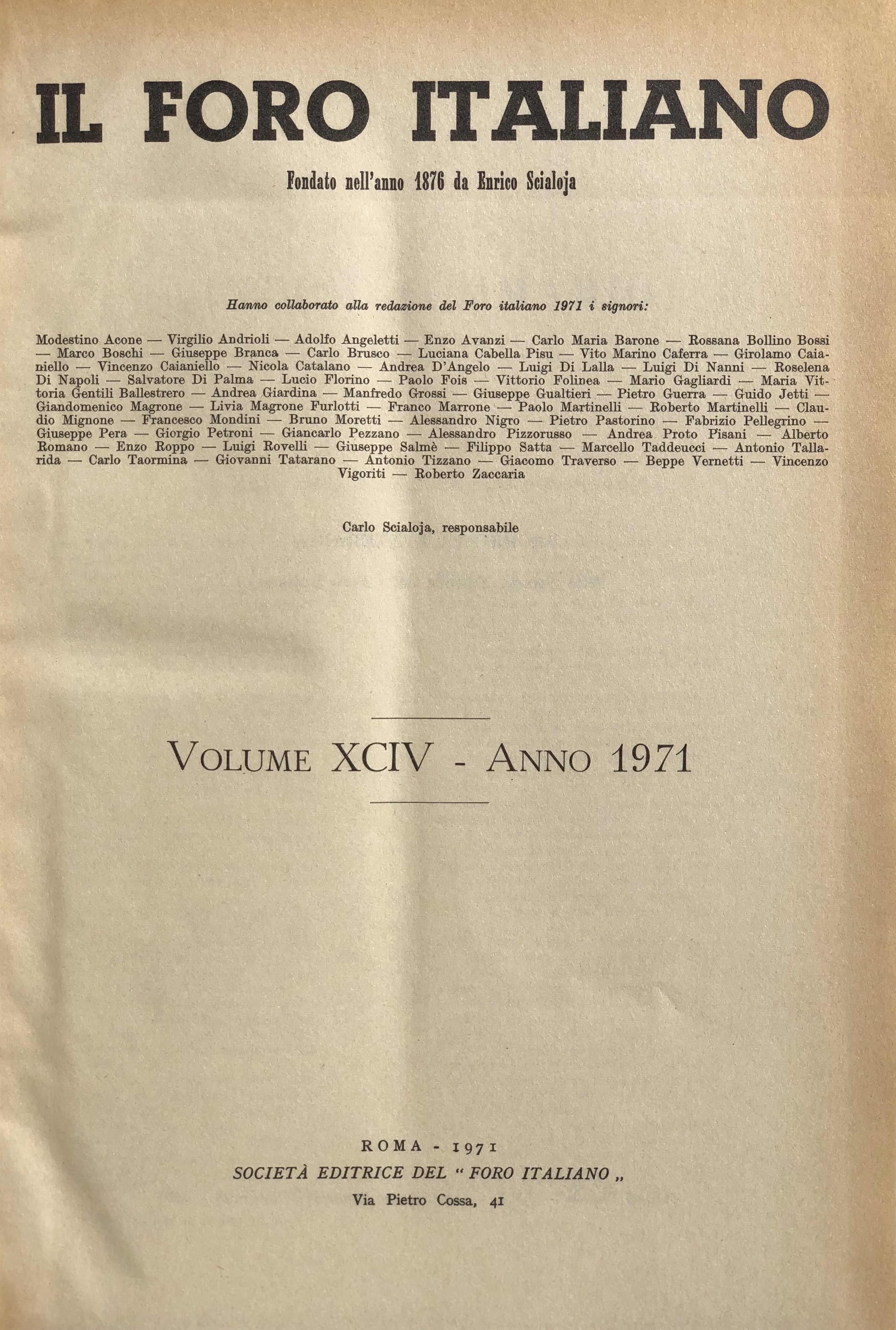 Il Foro Italiano. Annata 1971