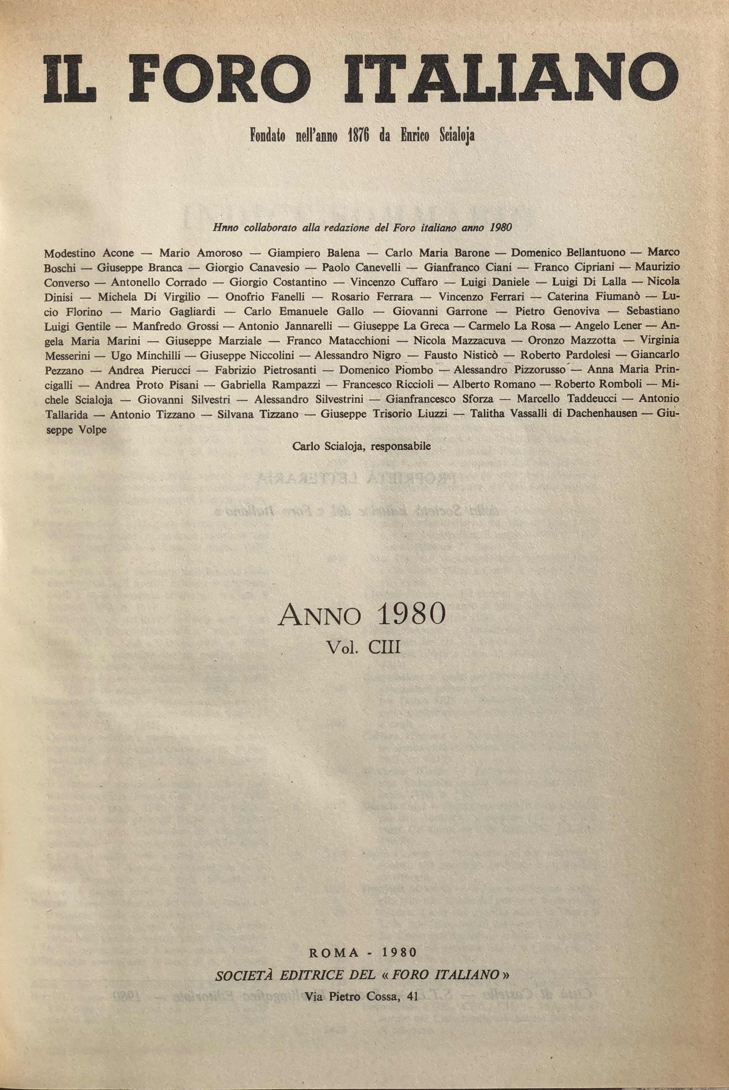 Il Foro Italiano. Annata 1980