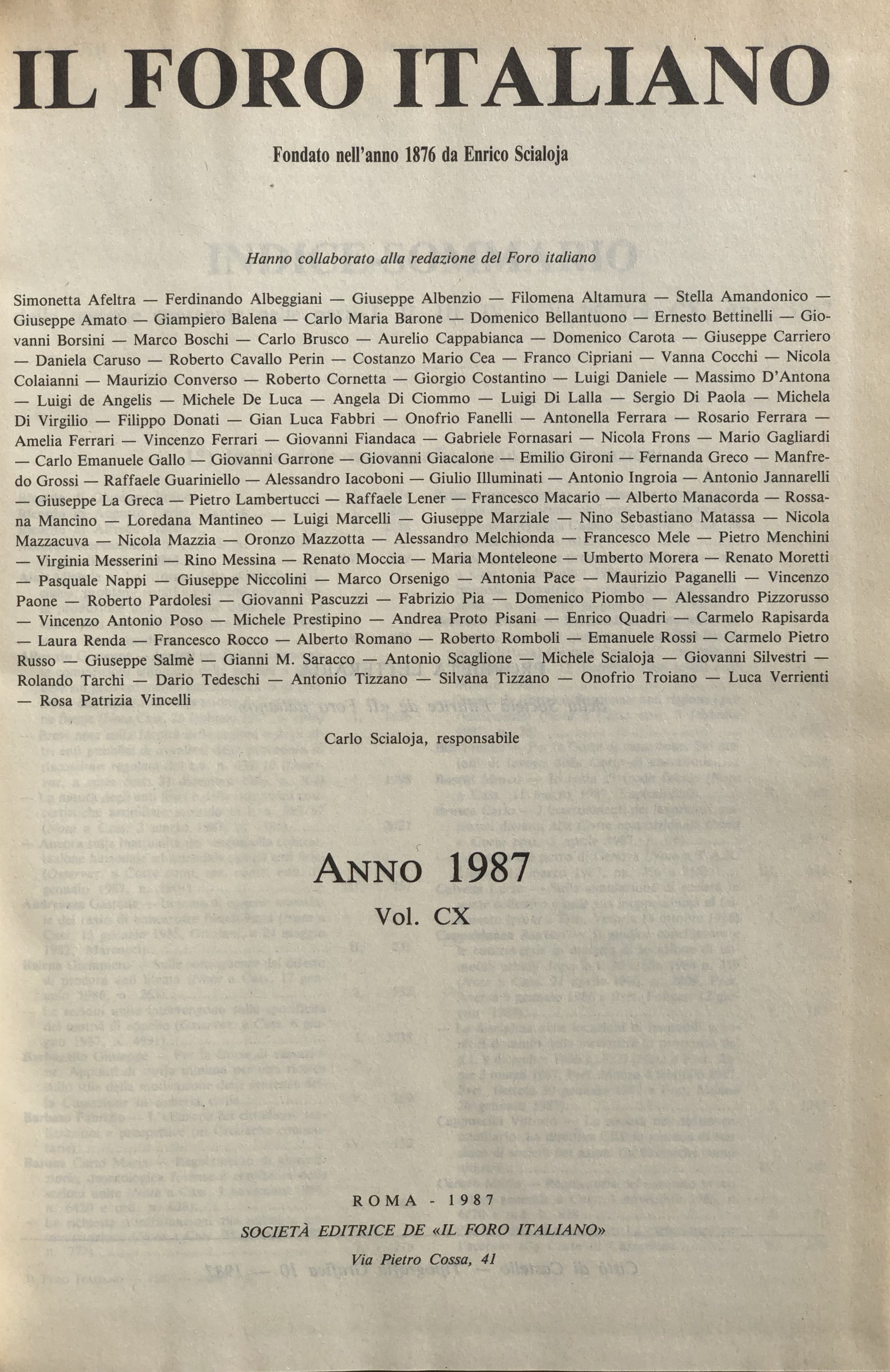 Il Foro Italiano. Annata 1987