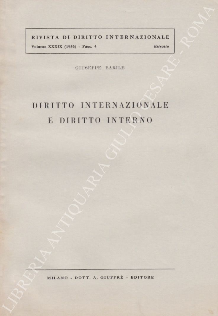 Diritto internazionale e diritto interno