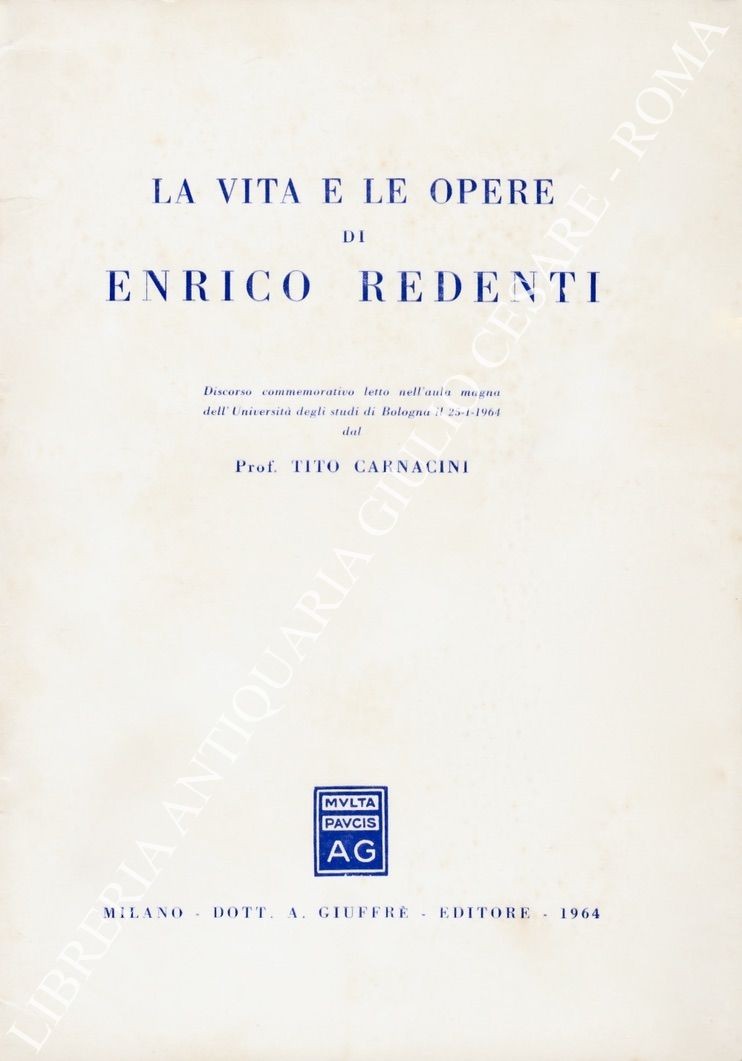 La vita e le opere di Enrico Redenti