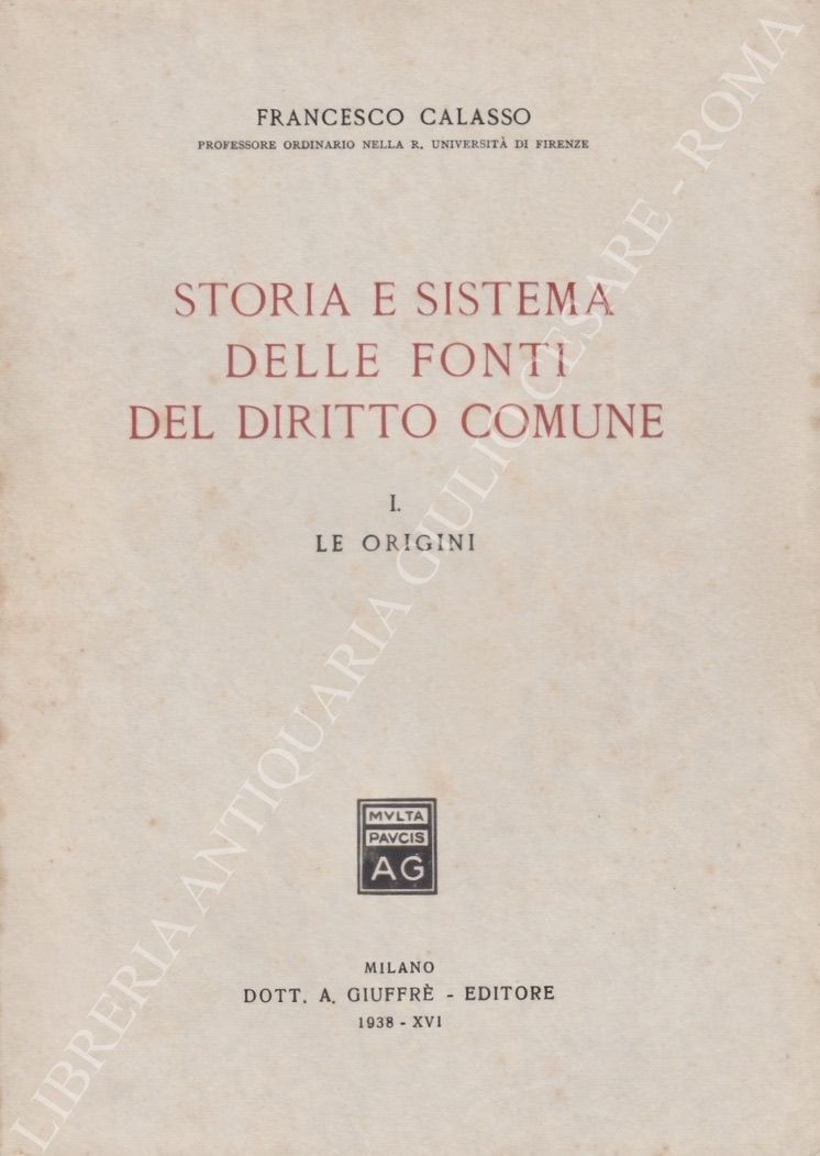 Storia e sistema delle fonti del diritto comune