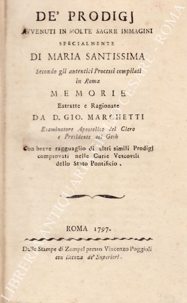 De' prodigj avvenuti in molte sagre immagini