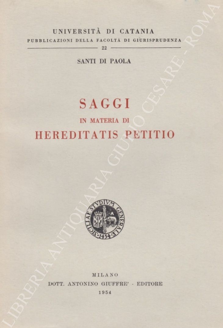 Saggi in materia di hereditatis petitio