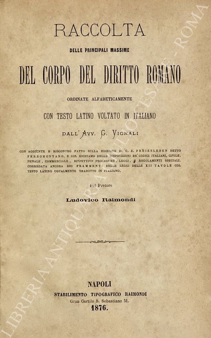 Raccolta delle principali massime del corpo del diritto